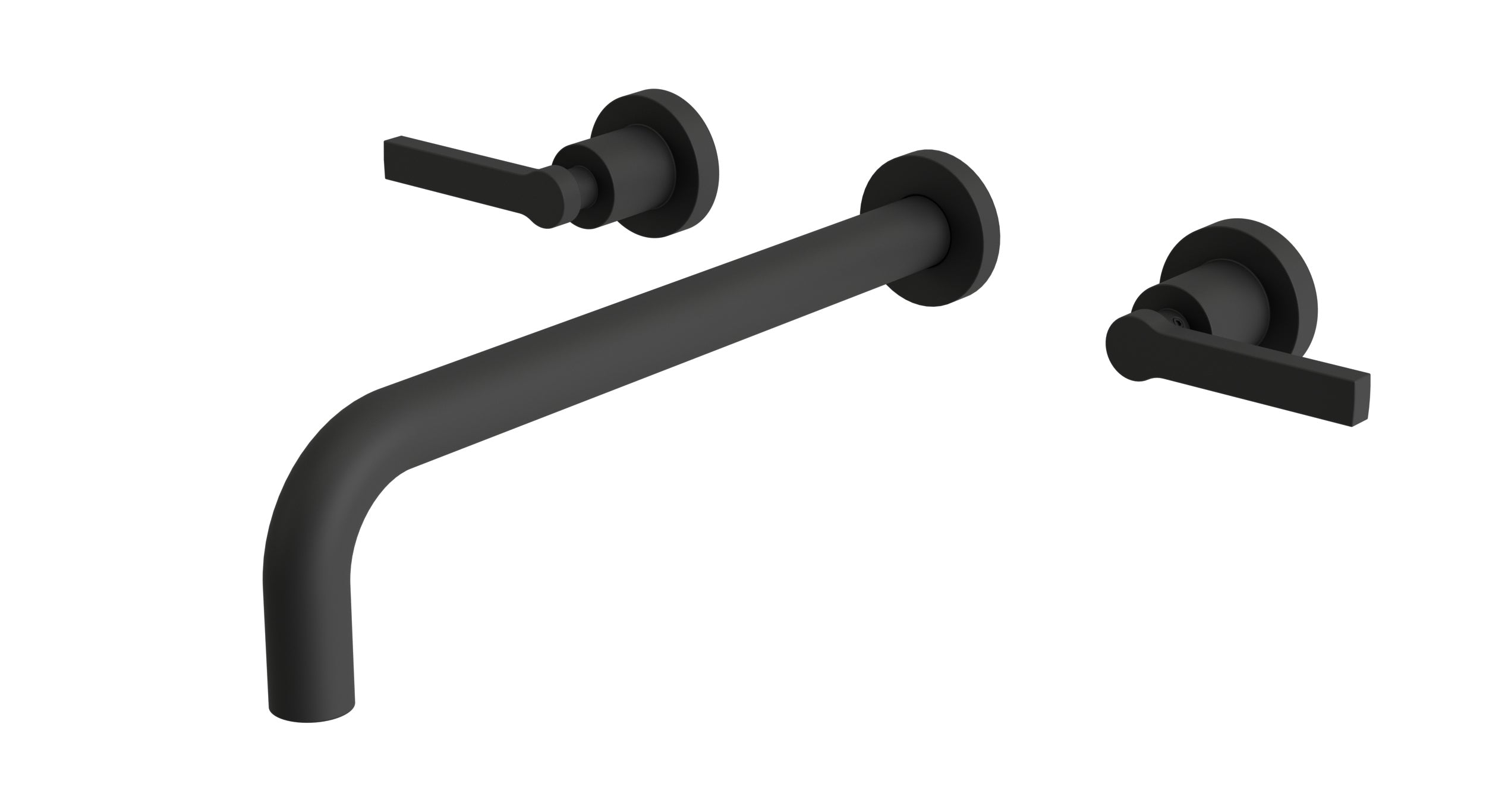 Flatiron Two Handle Wall Mount 12" Lavatory Faucet with Linear Lever Handles in Matte Black