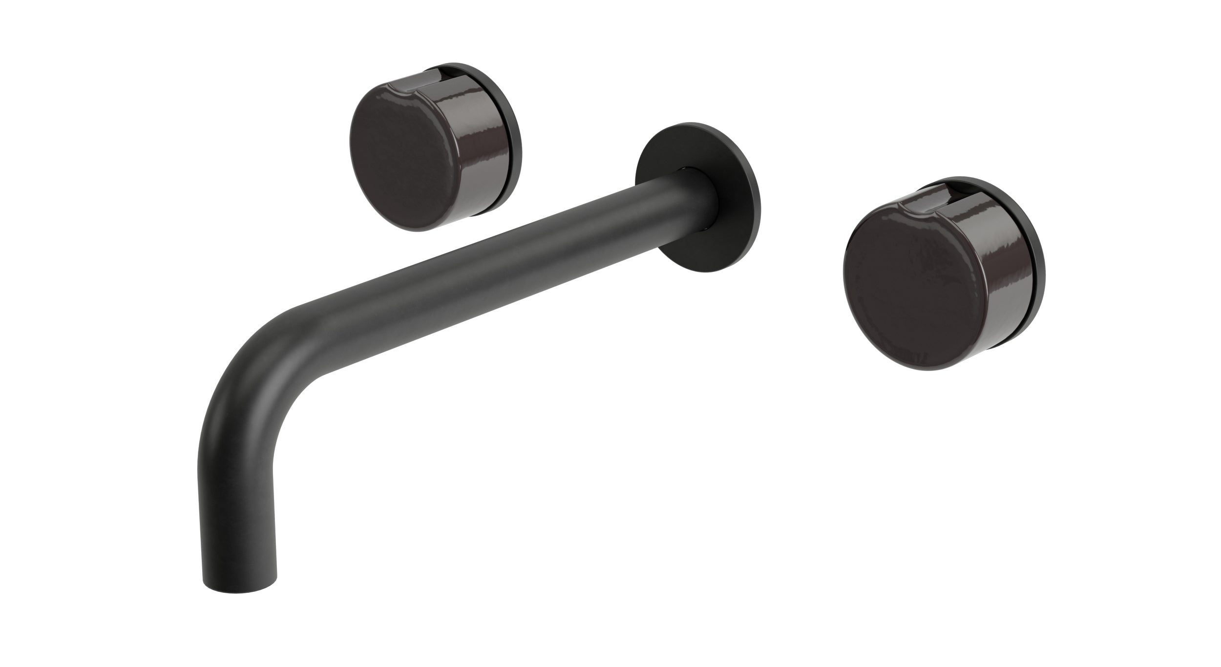 Foundry Two Handle Wall Mount 7.5" Lavatory Faucet with Groove Ceramic Knob Handles in Oil Rubbed Bronze