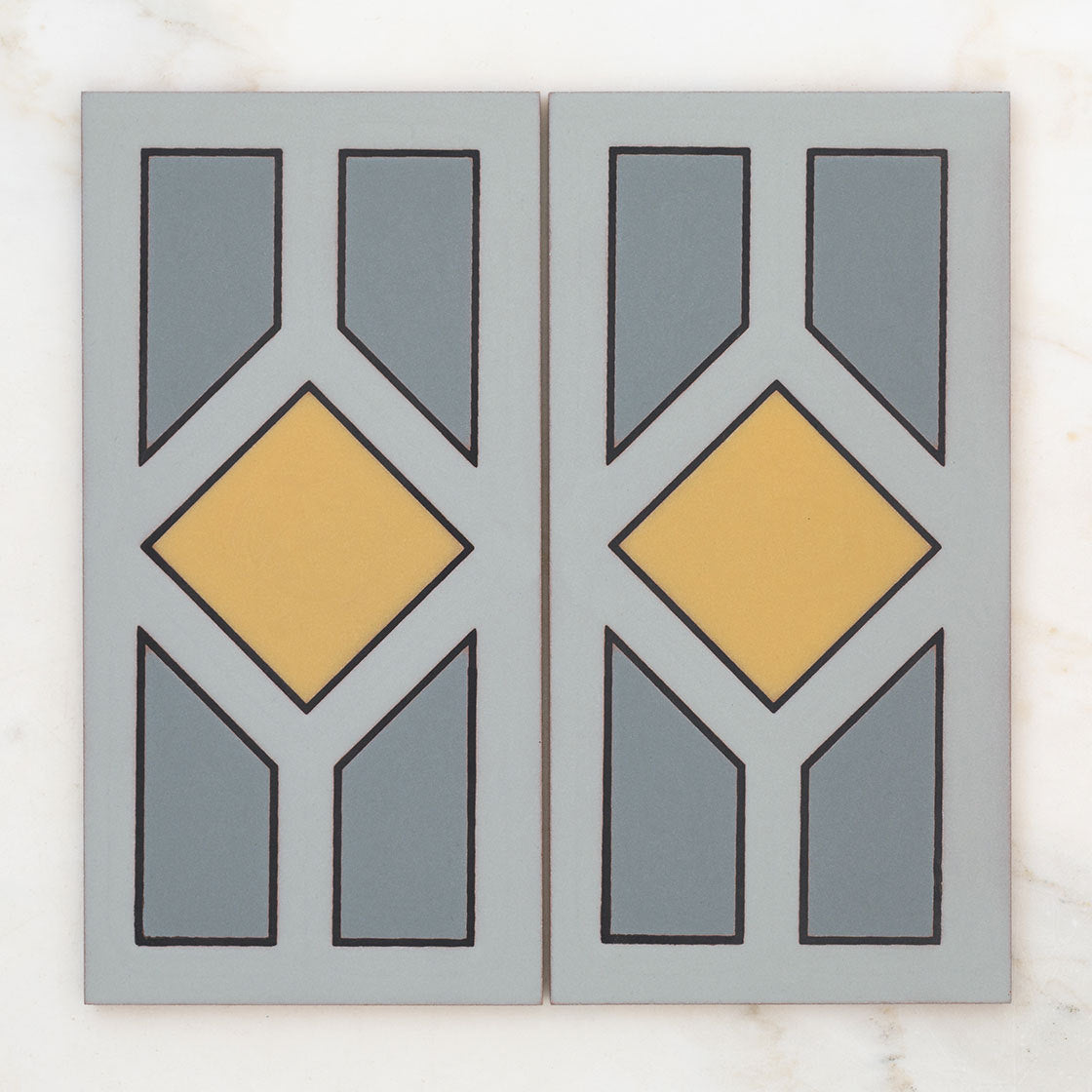 6x12 Handpainted Tile Chicago in Yellow Motif