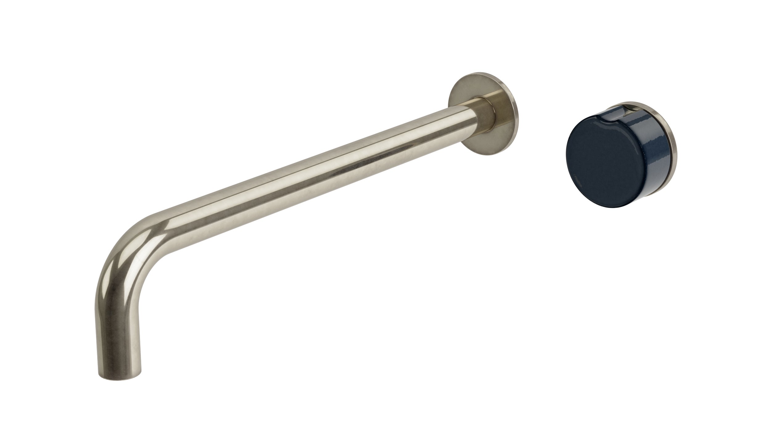 Foundry One Handle Wall Mount 12" Lavatory Faucet with Groove Ceramic Knob Handle in French Nickel