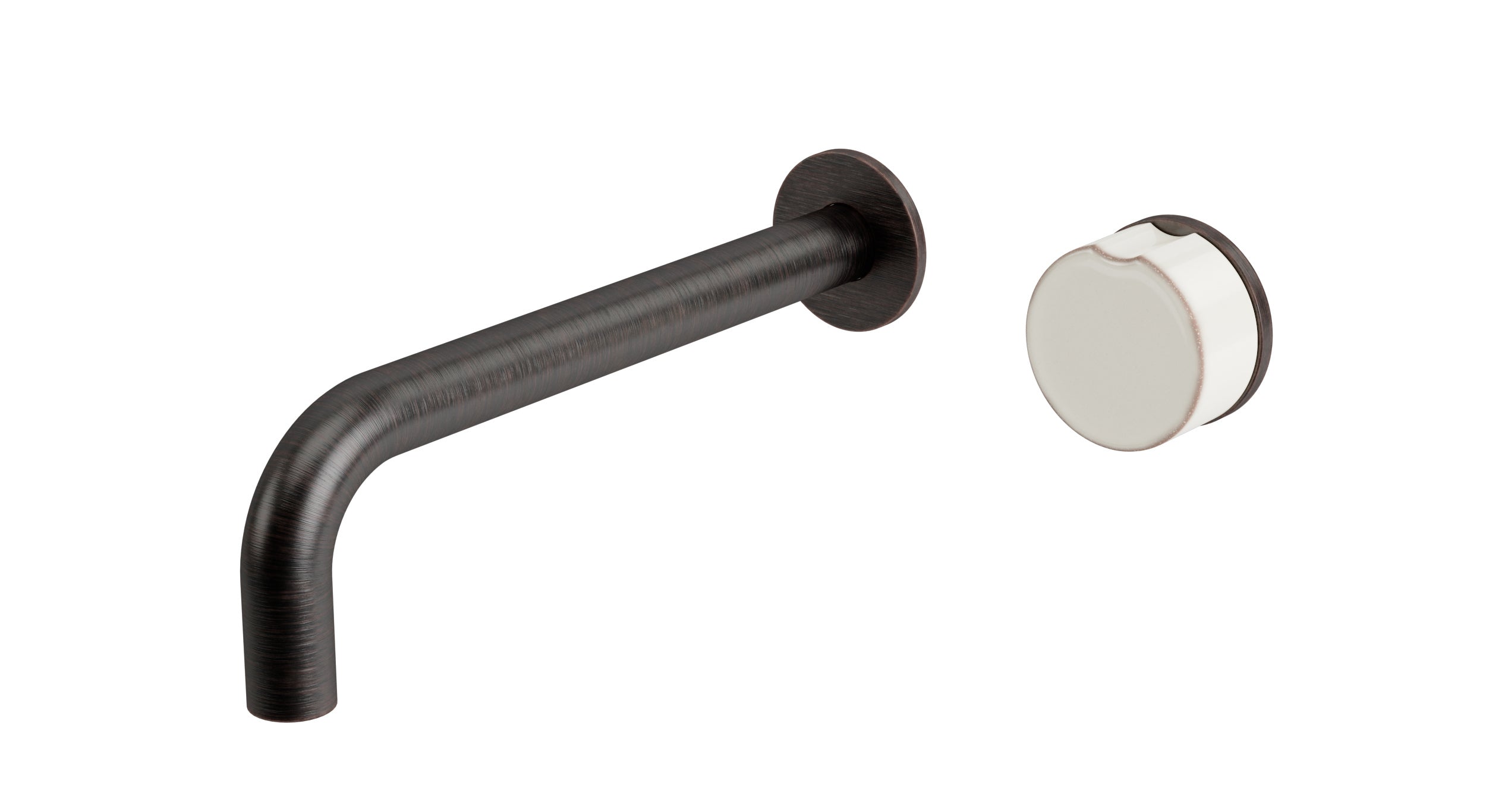 Foundry One Handle Wall Mount 7.5" Lavatory Faucet with Groove Ceramic Knob Handle in Antique Bronze