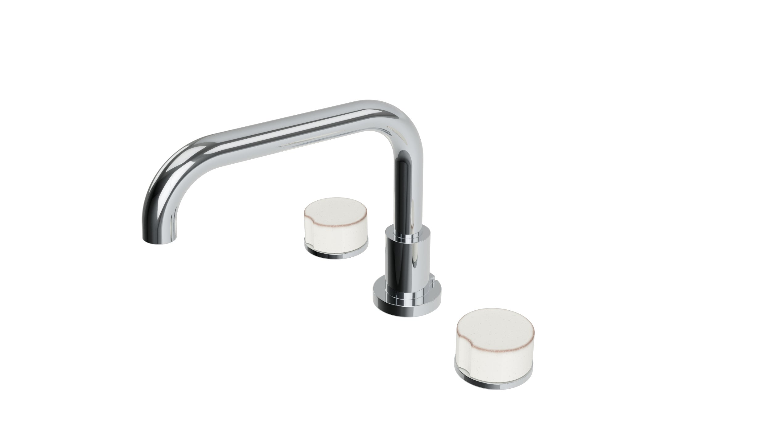 Foundry Two Handle Deck Mount Squaretop Bath Trim with Groove Ceramic Knob Handles in Polished Chrome