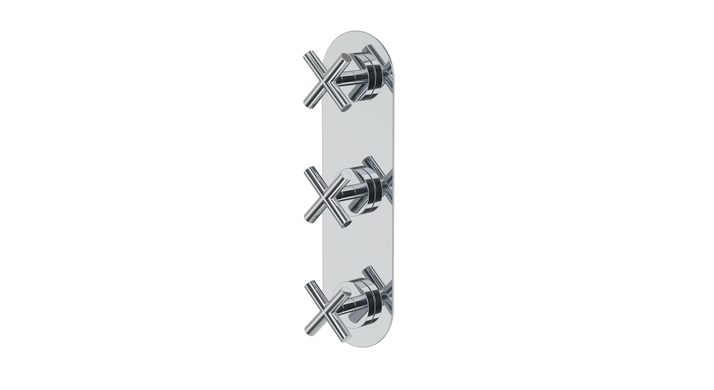 Contour Three Handle Wall Mount Shower Trim with Soft Cross Handles