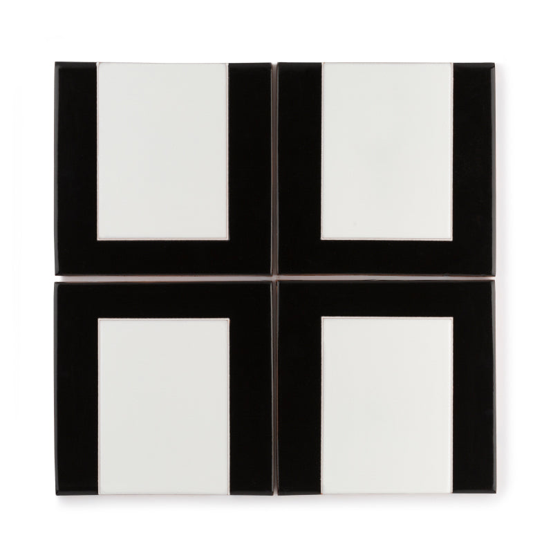 6x6 Handpainted Tile Dot Dash 1 in Charcoal