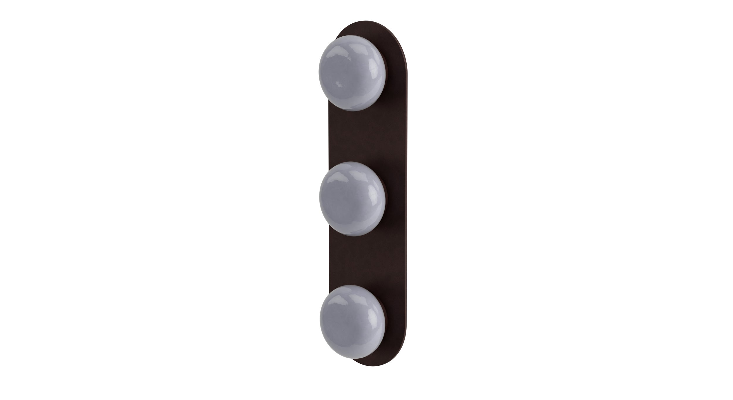 Foundry Three Handle Wall Mount Shower Trim with Pebble Ceramic Knob Handles in Architectural Copper