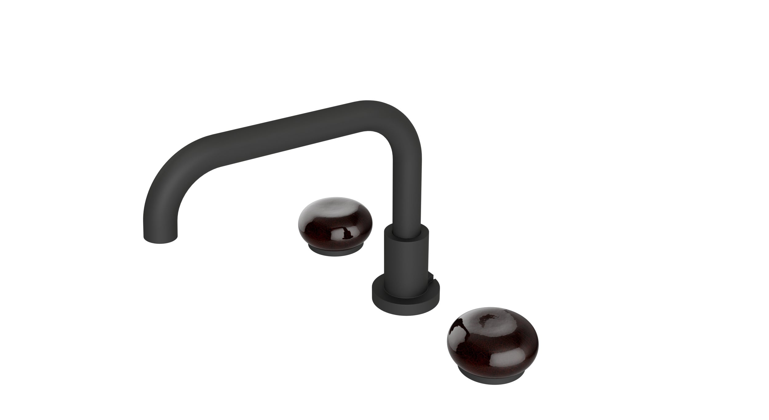 Foundry Two Handle Deck Mount Squaretop Bath Trim with Pebble Ceramic Knob Handles in Matte Black