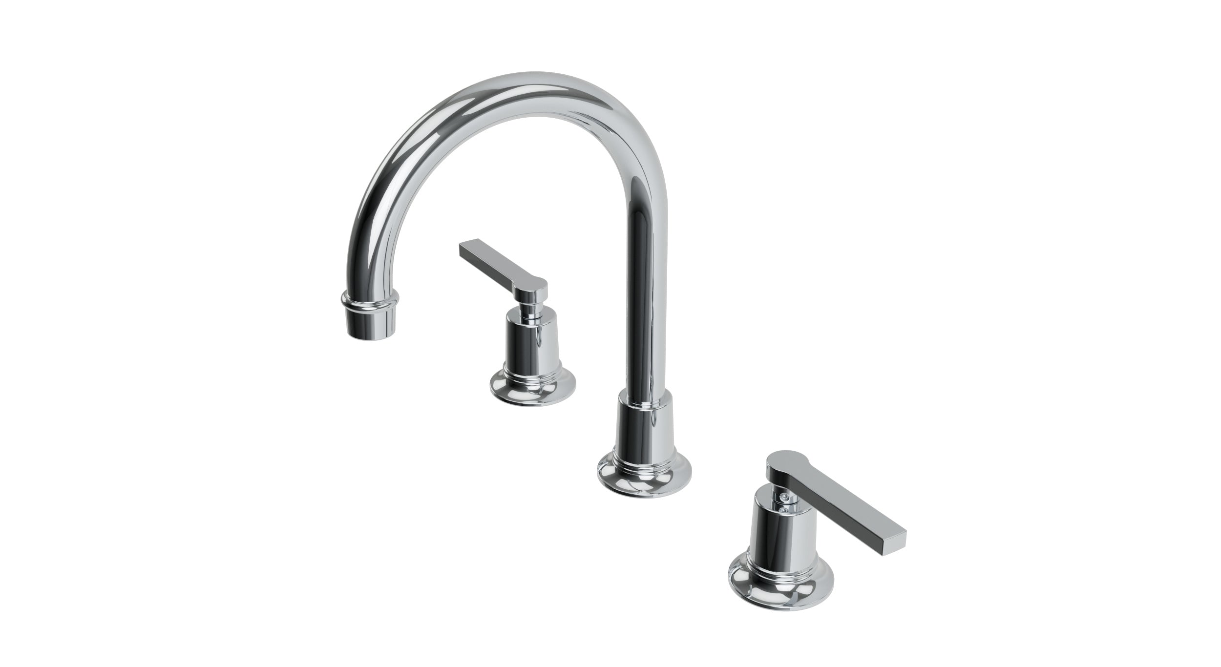 Emerson Two Handle Deck Mount Gooseneck Lavatory Faucet with Classic Lever Handles