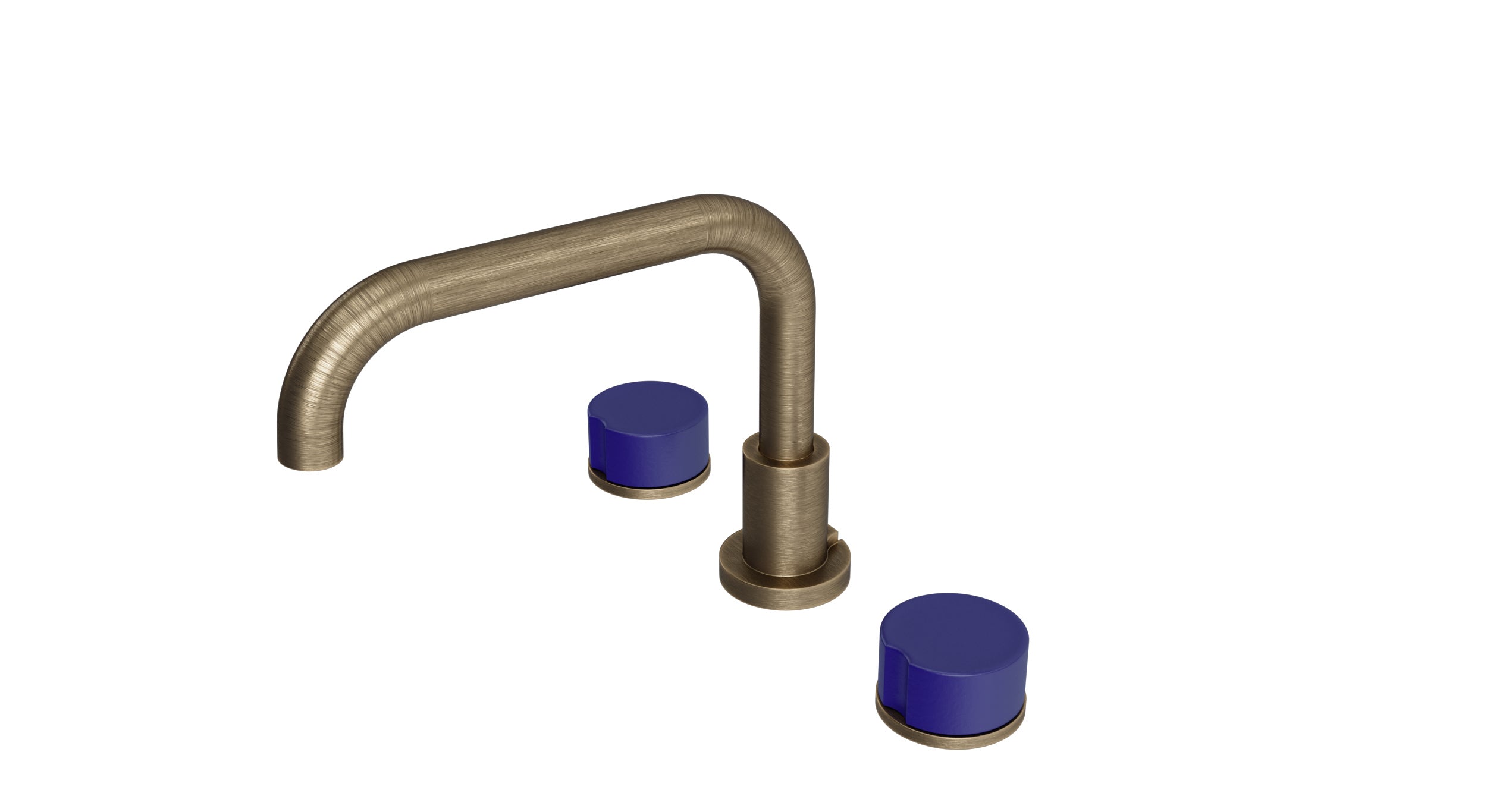 Foundry Two Handle Deck Mount Squaretop Bath Trim with Groove Ceramic Knob Handles in Antique Brass