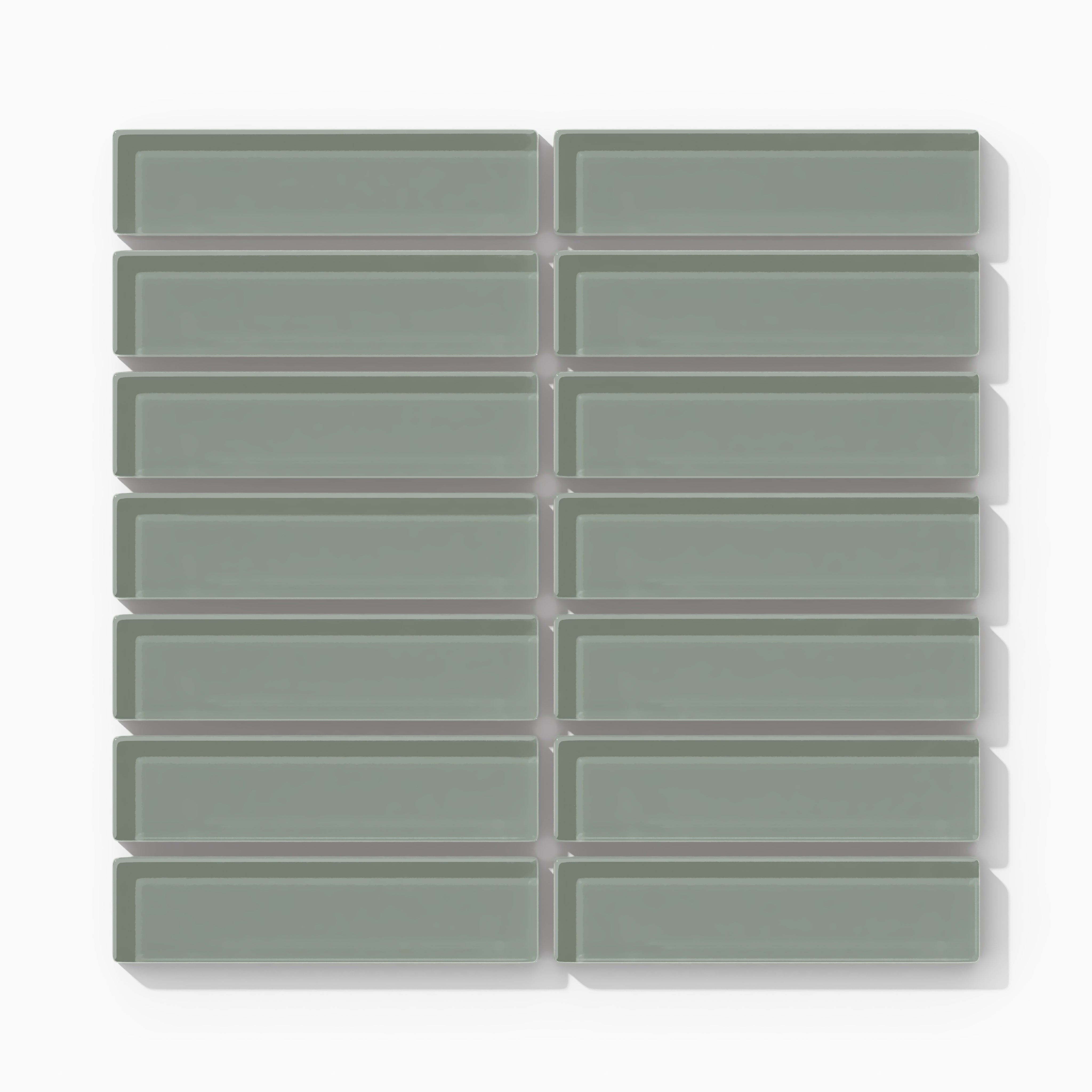 1x4 Straight Set Sheeted Glass Mosaic Tile in Hummingbird Gloss