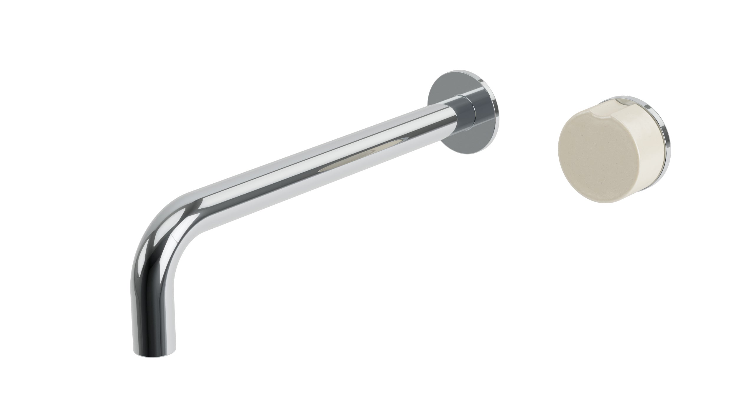 Foundry One Handle Wall Mount 10" Lavatory Faucet with Groove Ceramic Knob Handle in Polished Chrome