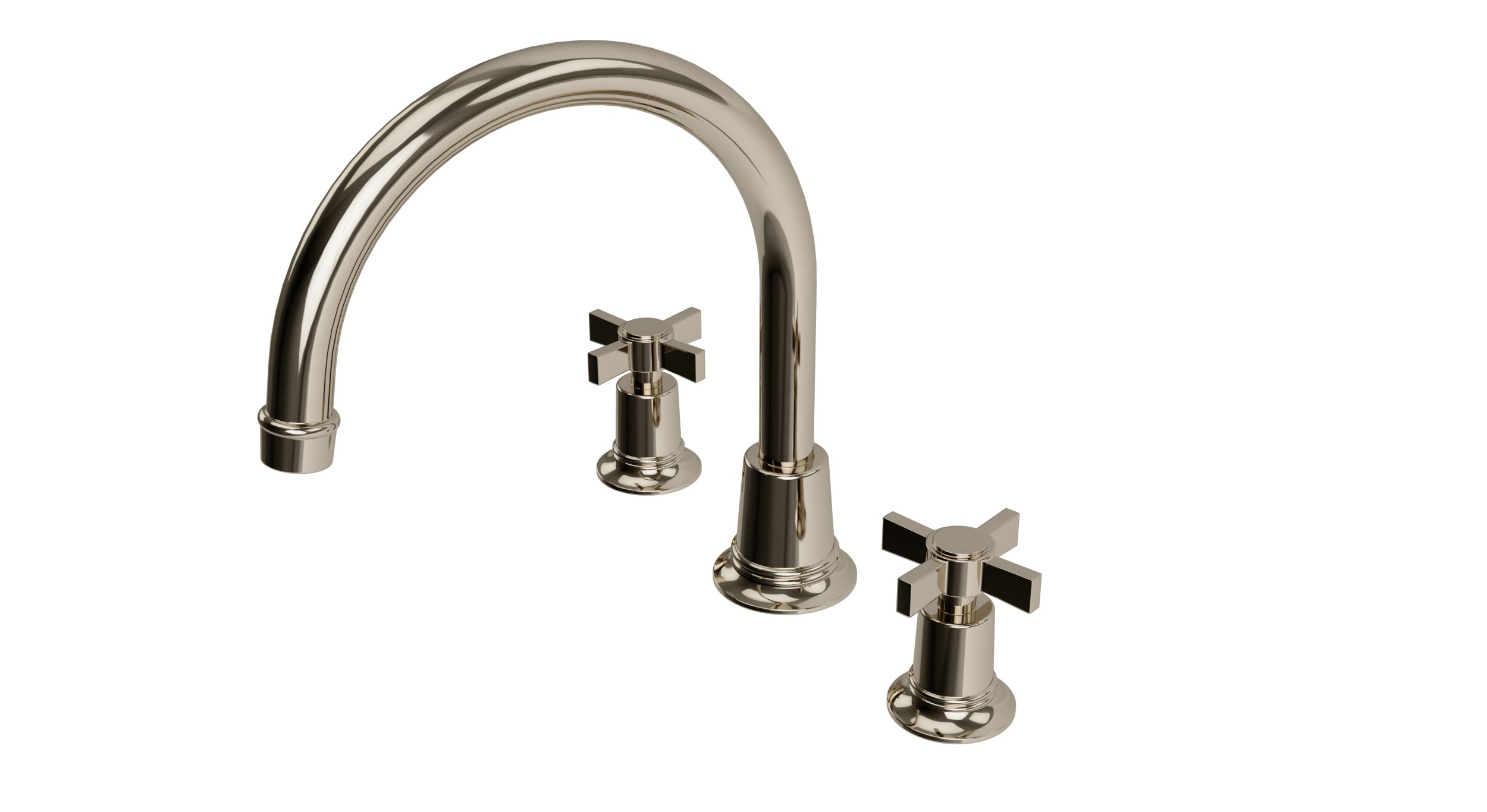 Emerson Two Handle Deck Mount Gooseneck Bath Trim with Defined Cross Handles