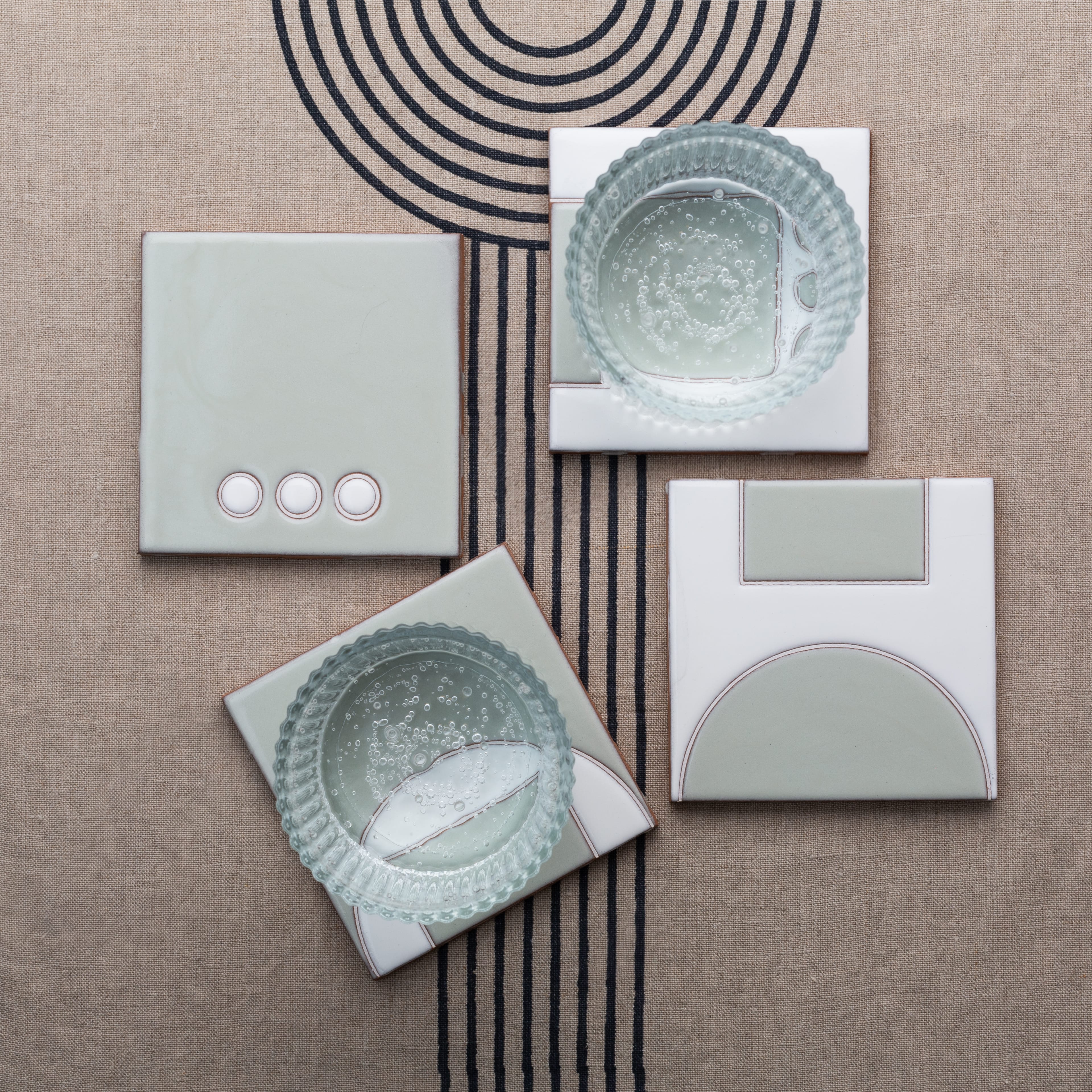 6x6 Handpainted Tile Dot Dash 3 in Plein Aire