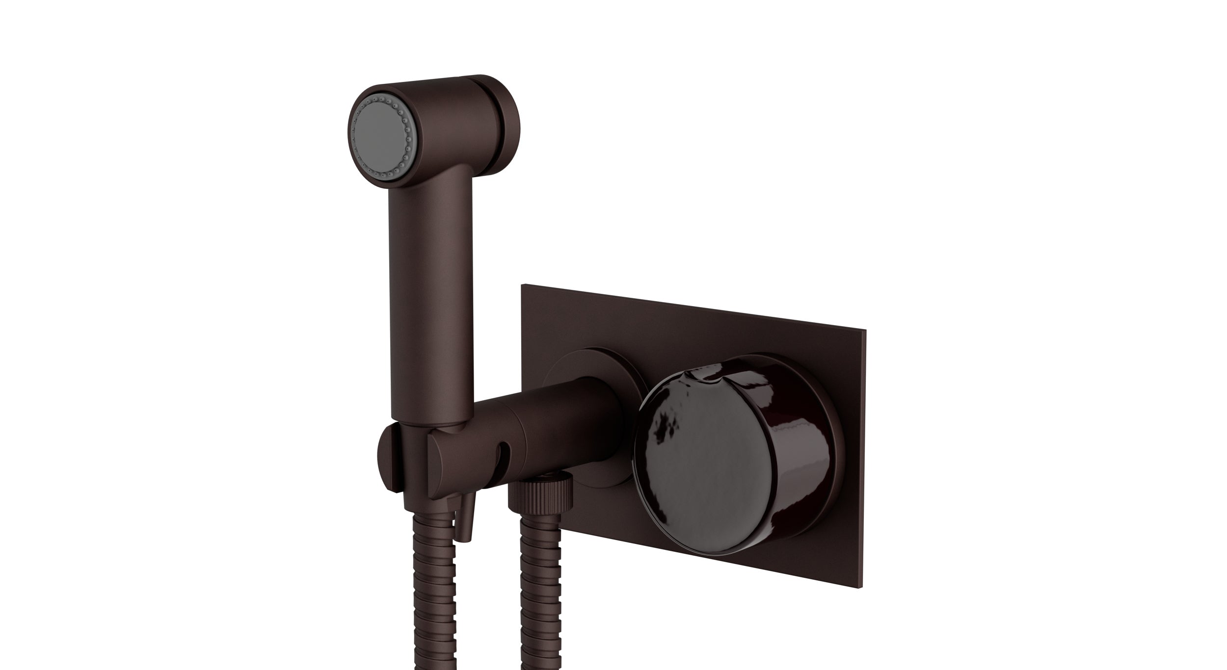 Foundry One Handle Wall Mount Bidet Trim with Groove Ceramic Knob Handle in Architectural Copper