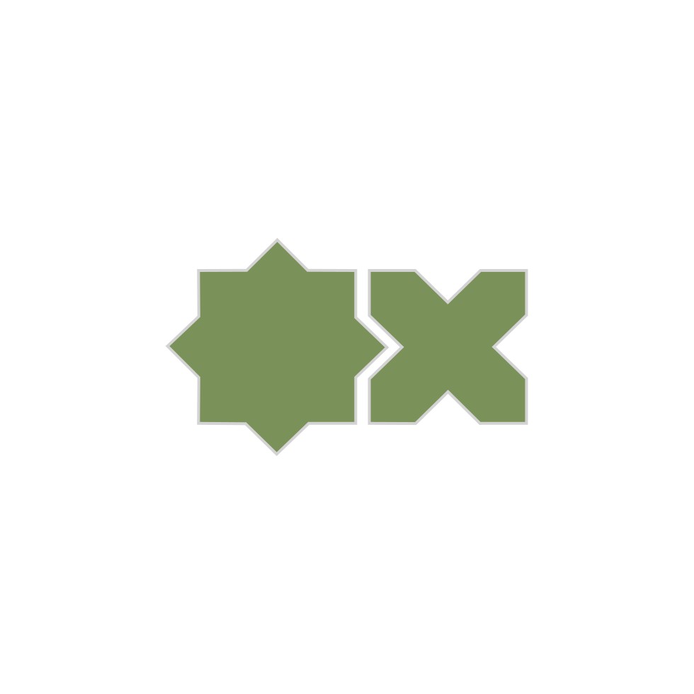 Mini Star & Cross Original Ceramic Tile in Kelp Matte