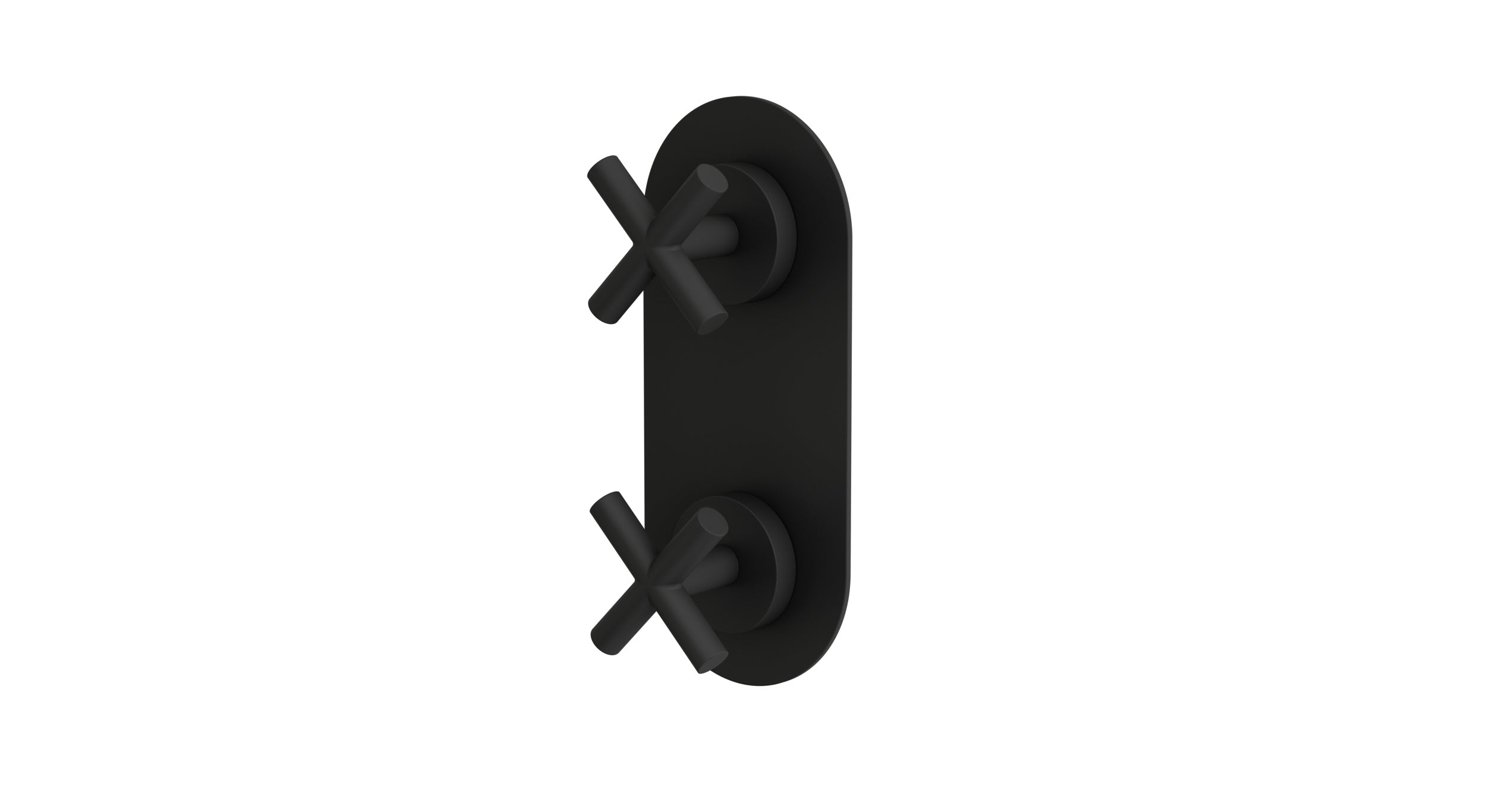 Contour Two Handle Wall Mount Shower Trim with Soft Cross Handles in Matte Black