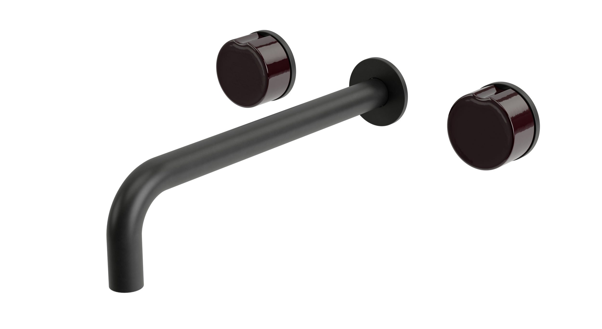 Foundry Two Handle Wall Mount 10" Lavatory Faucet with Groove Ceramic Knob Handles in Oil Rubbed Bronze