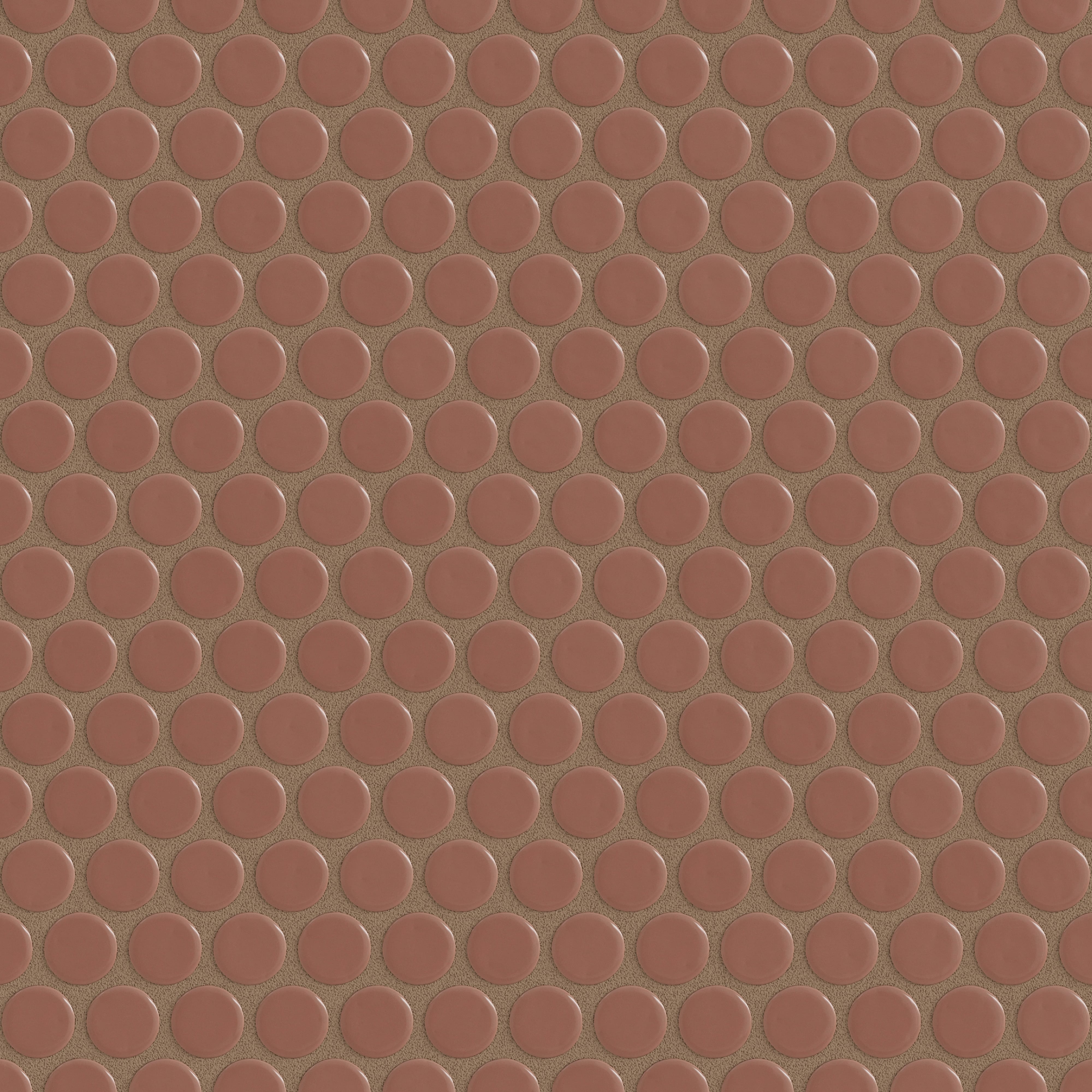Penny Round Sheeted Original Ceramic Mosaic Tile in Mauve Gloss