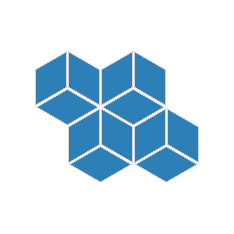 Small Diamond Sheeted - Escher Original Ceramic Mosaic Tile in Aegean Sea Matte