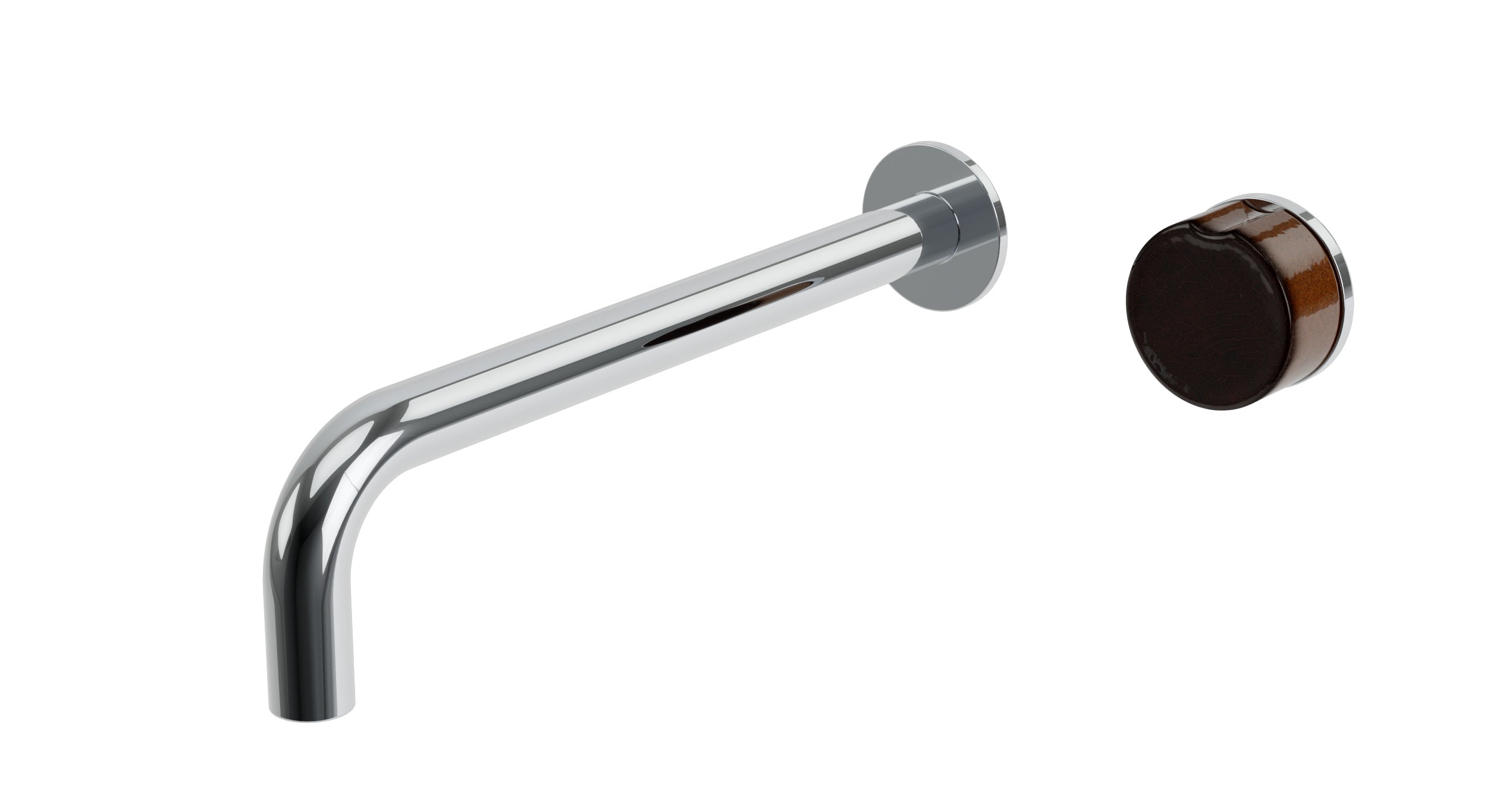 Foundry One Handle Wall Mount 10" Lavatory Faucet with Groove Ceramic Knob Handle in Polished Chrome