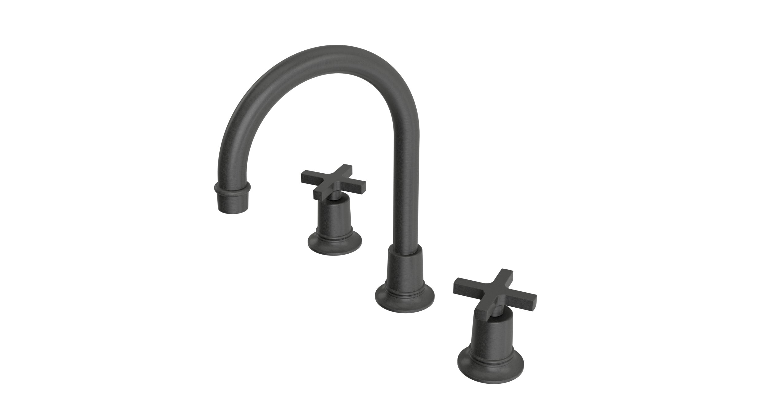 Emerson Two Handle Deck Mount Gooseneck Lavatory Faucet with Classic Cross Handles in Blackened Nickel