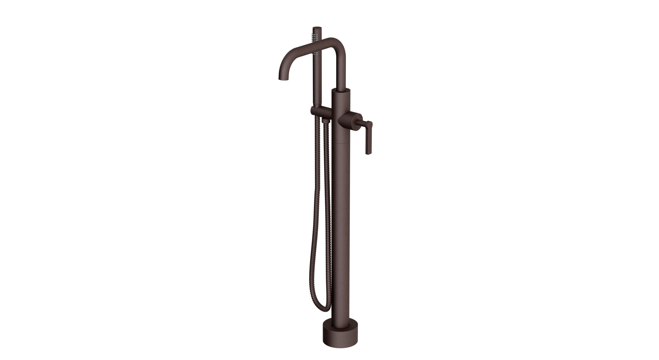 Flatiron One Handle Floor Mount Squaretop Bath Trim with Hand Shower and Linear Lever Handle in Architectural Copper