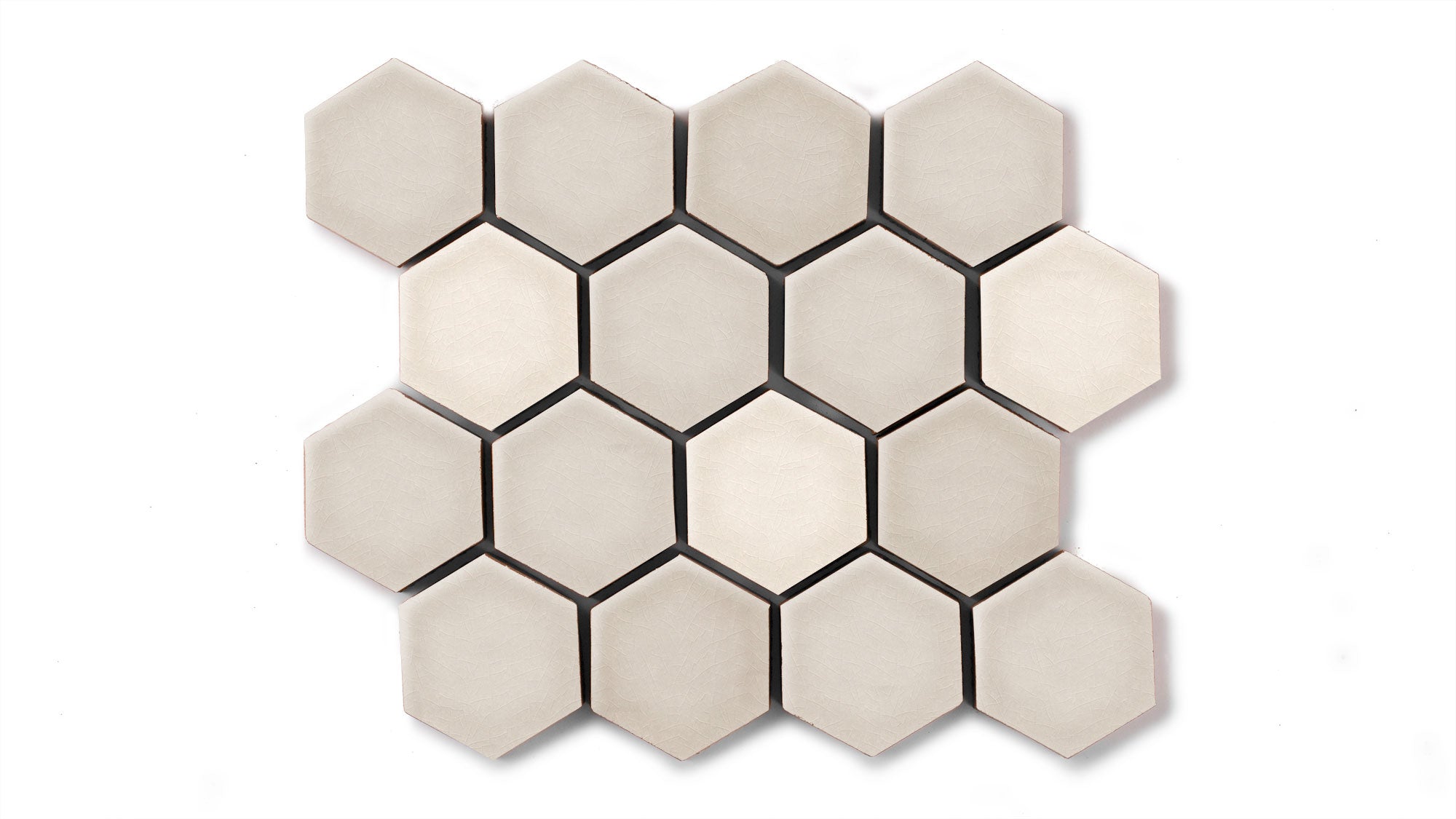 2" Hexagon Sheeted Original Ceramic Mosaic Tile in Sand Dune Gloss