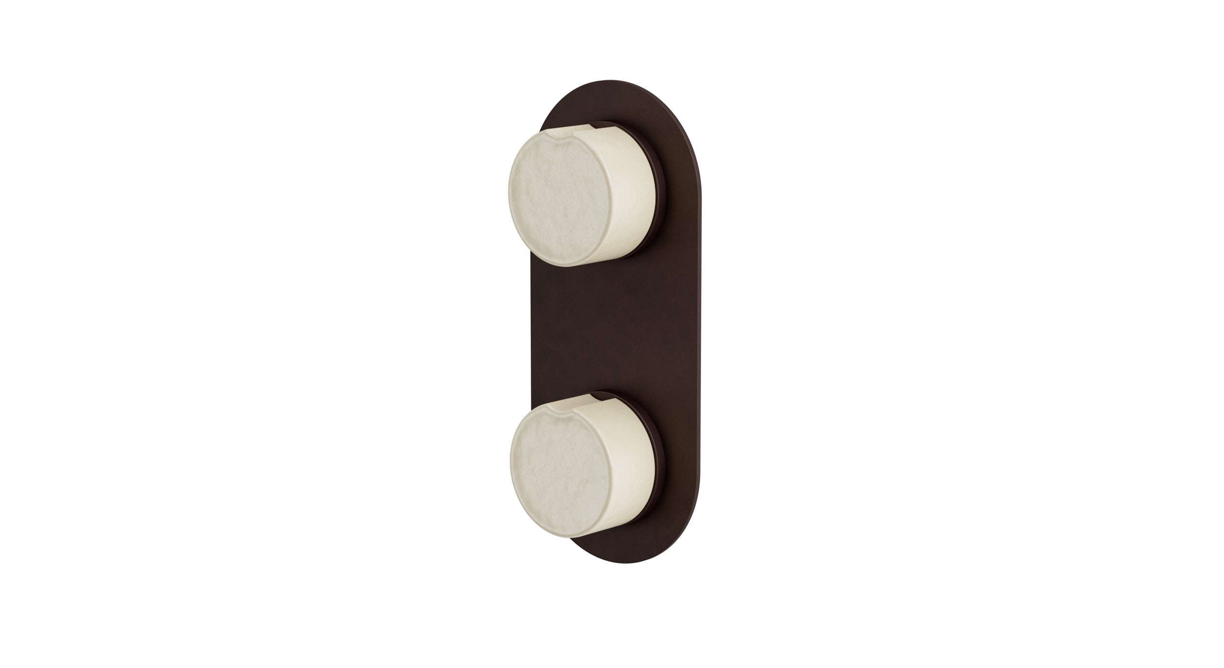 Foundry Two Handle Wall Mount Shower Trim with Groove Ceramic Knob Handles in Architectural Copper