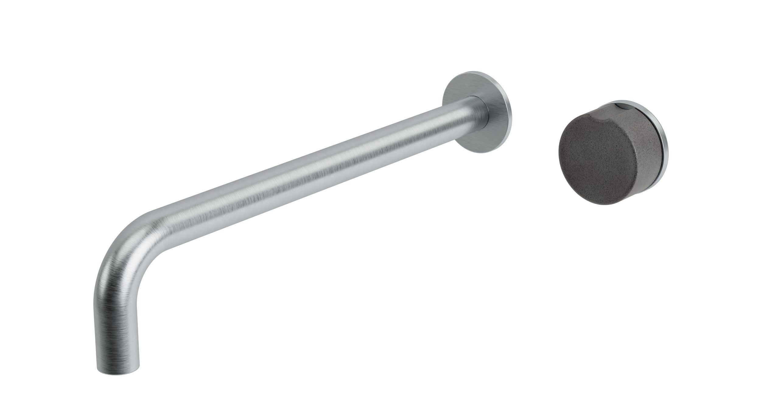 Foundry One Handle Wall Mount 12" Lavatory Faucet with Groove Ceramic Knob Handle in Satin Chrome