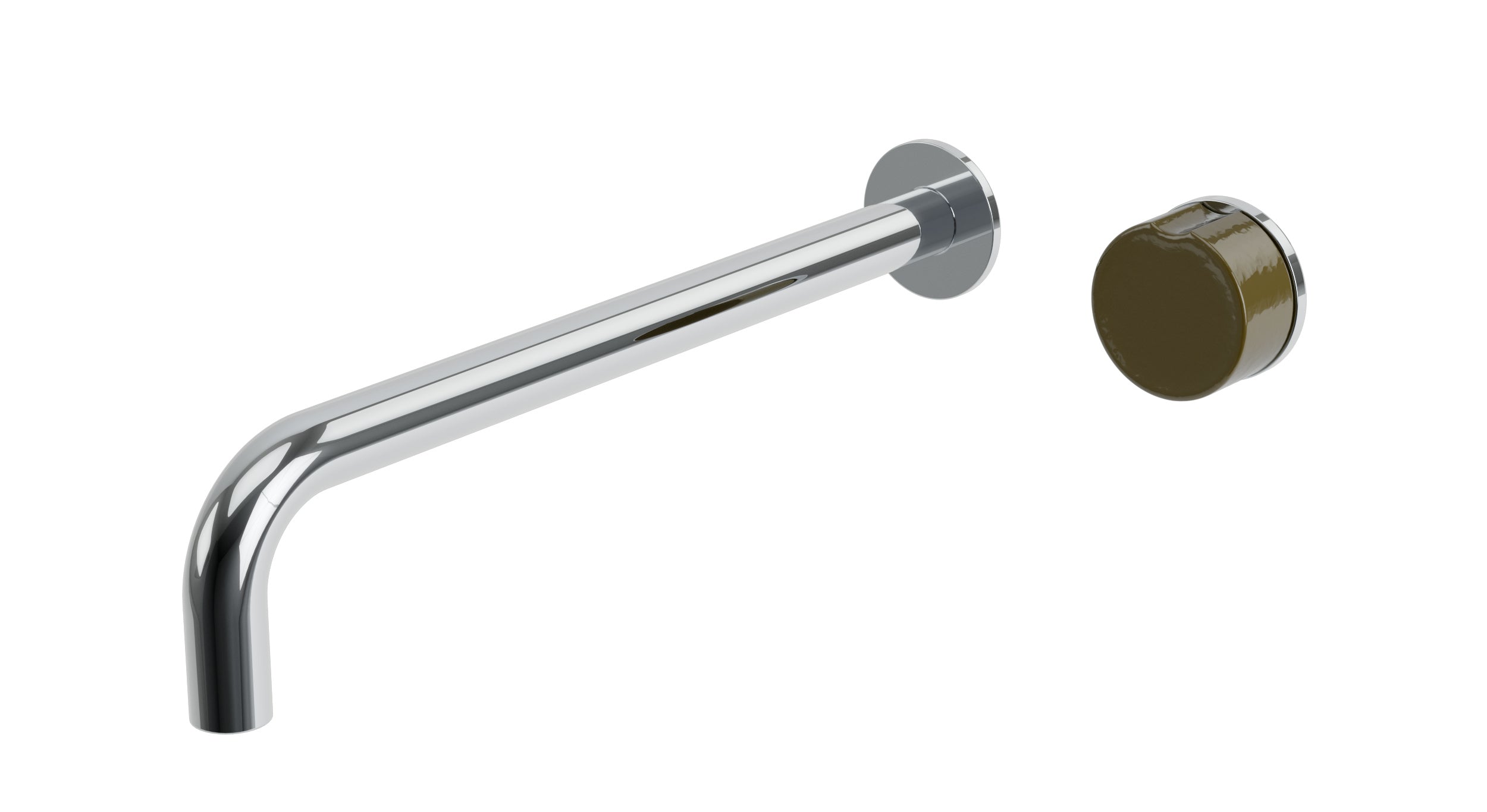 Foundry One Handle Wall Mount 12" Lavatory Faucet with Groove Ceramic Knob Handle in Polished Chrome