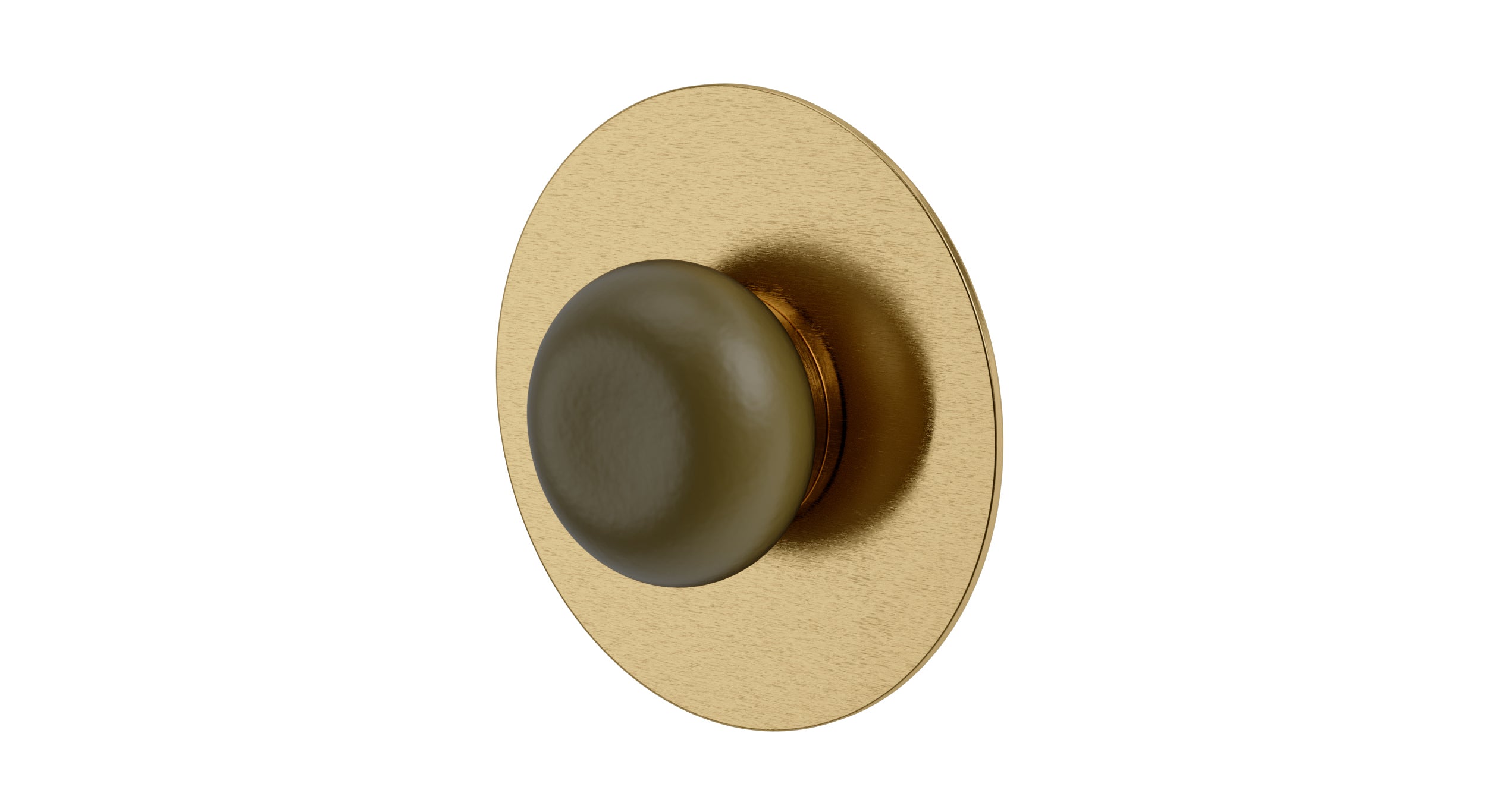 Foundry One Handle Wall Mount Shower Trim with Pebble Ceramic Knob Handle in Satin Brass