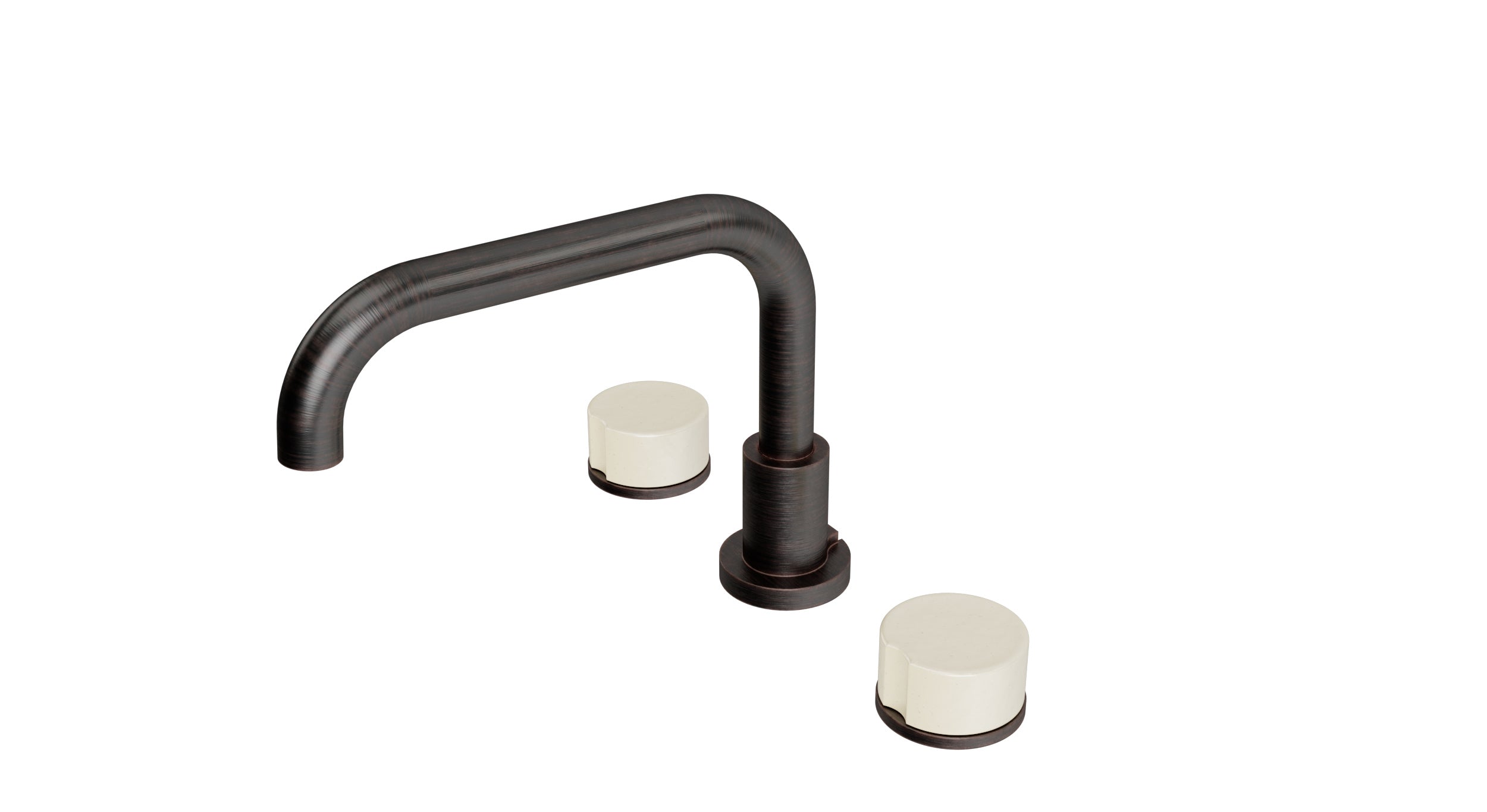 Foundry Two Handle Deck Mount Squaretop Bath Trim with Groove Ceramic Knob Handles in Antique Bronze