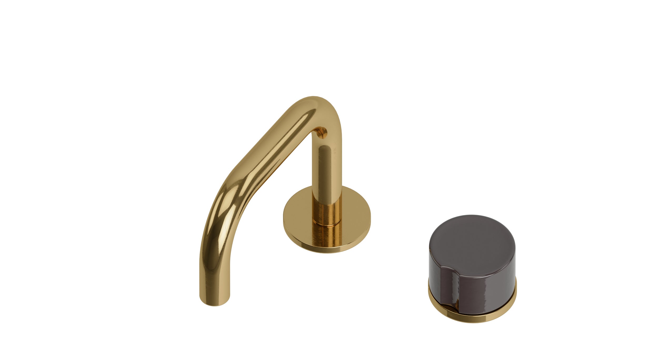 Foundry One Handle Deck Mount Squaretop Lavatory Faucet with Groove Ceramic Knob Handle in Uncoated Polished Brass
