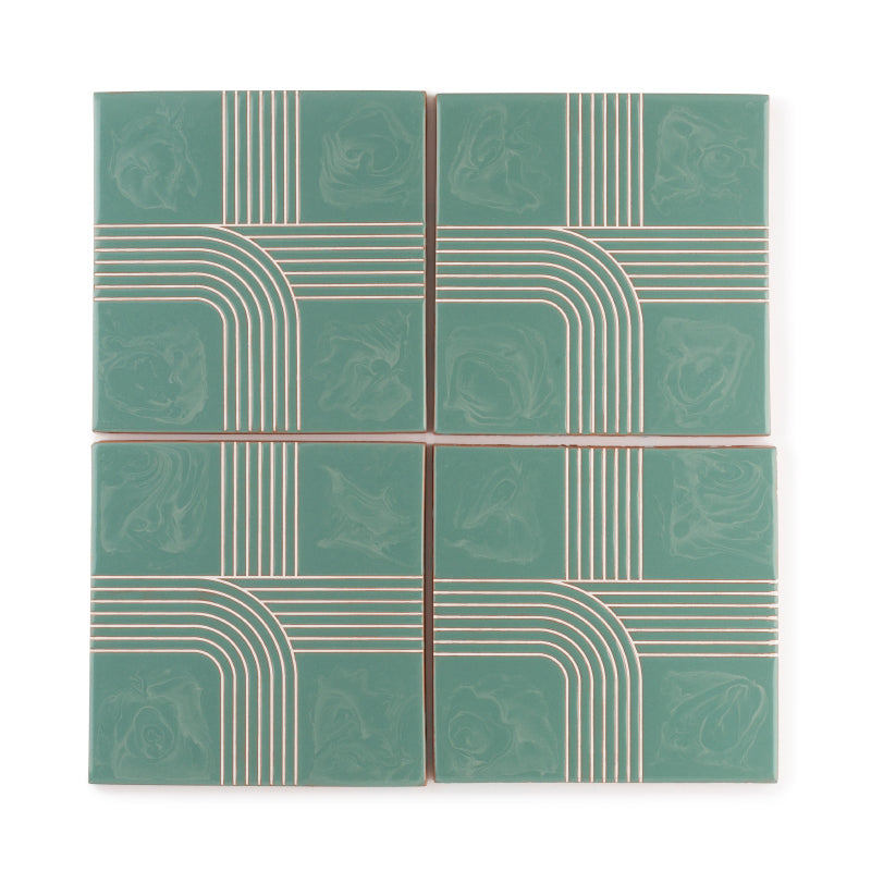 4x4 Handpainted Tile Roundabout 3 in Fresco
