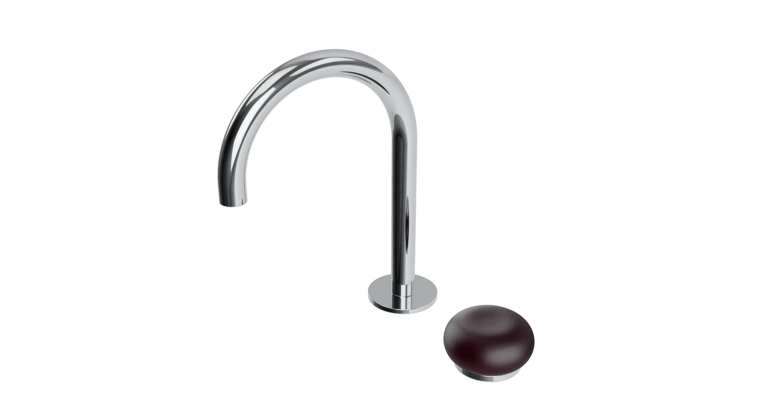 Foundry One Handle Deck Mount Gooseneck Lavatory Faucet with Pebble Ceramic Knob Handle in Polished Chrome