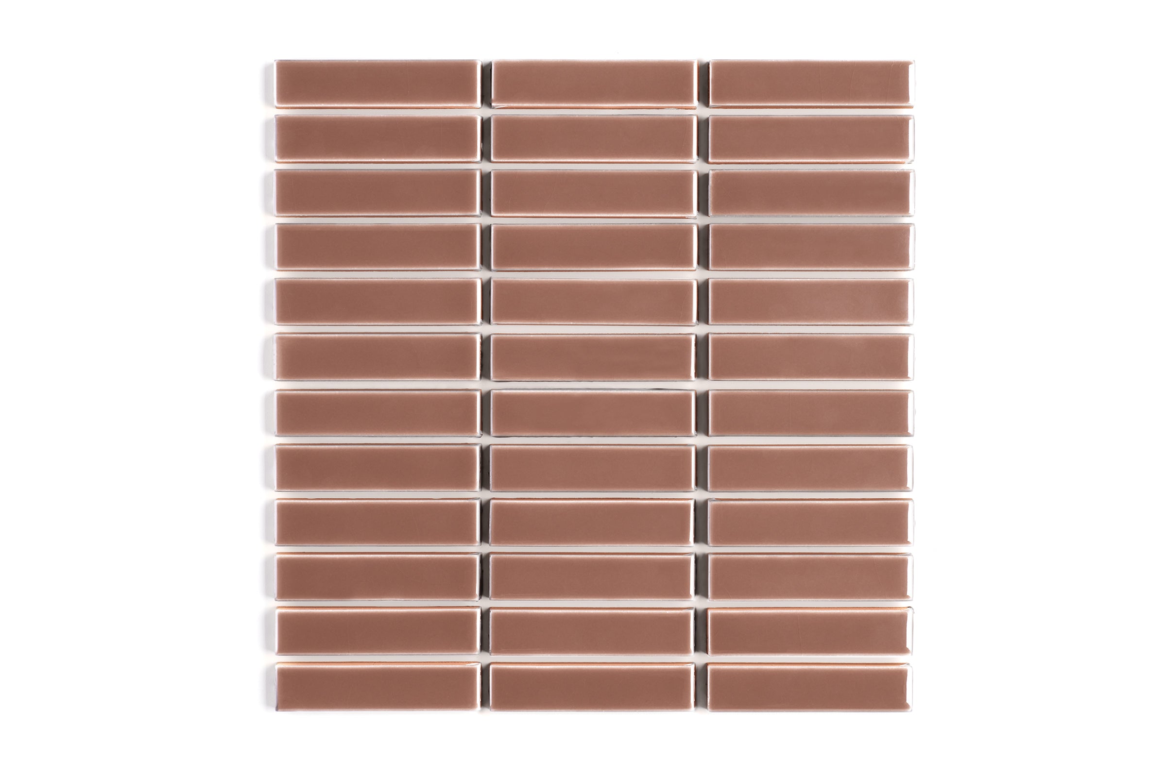 1x4 Straight Set Sheeted Original Ceramic Mosaic Tile in Mauve Gloss