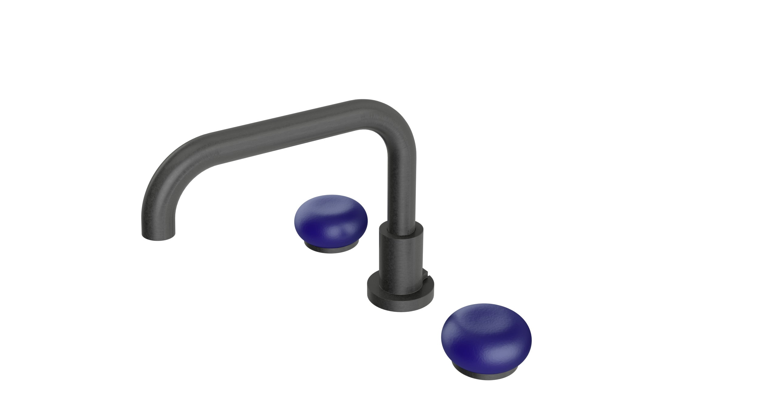 Foundry Two Handle Deck Mount Squaretop Bath Trim with Pebble Ceramic Knob Handles in Blackened Nickel