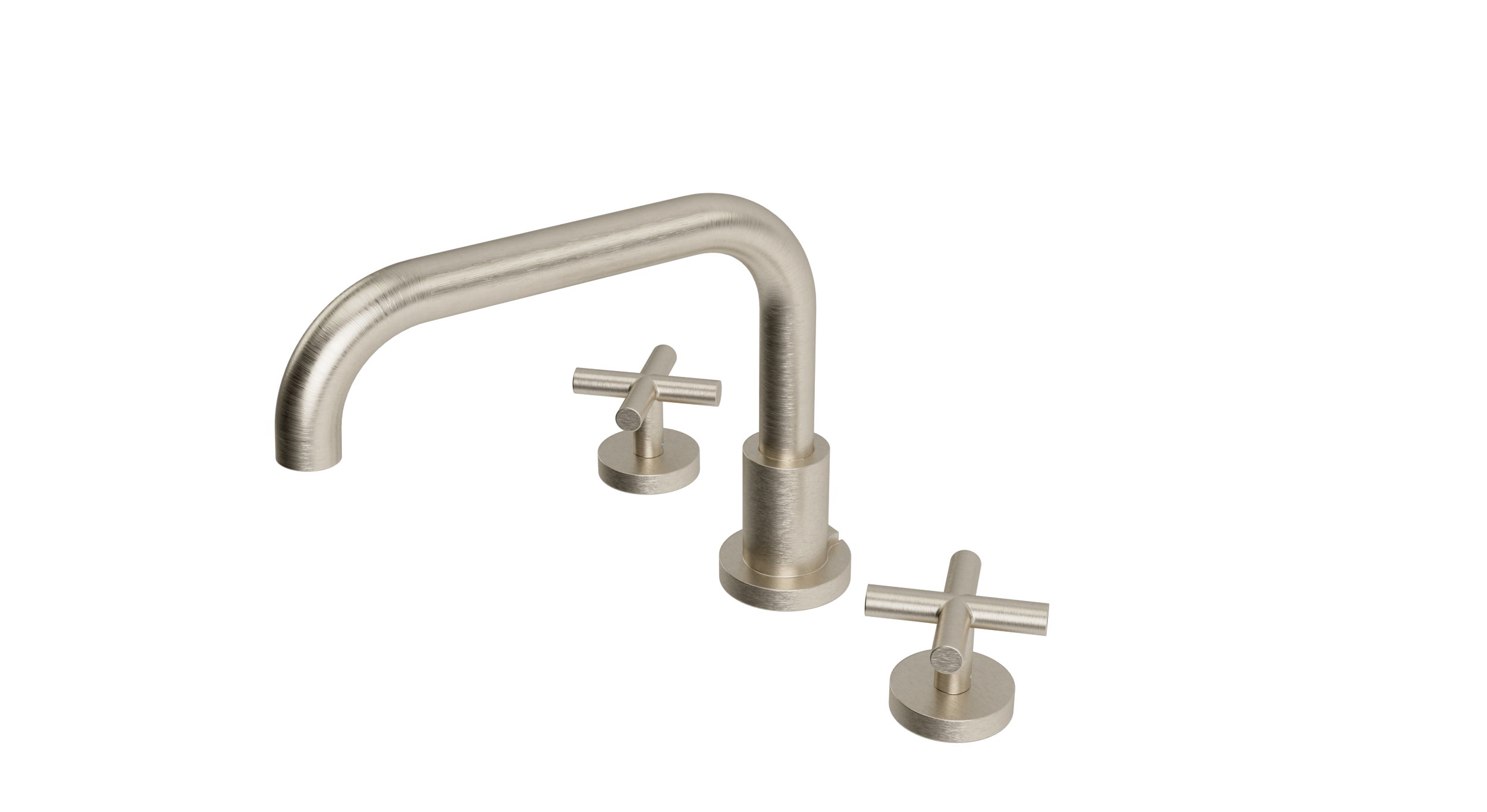 Contour Two Handle Deck Mount Squaretop Bath Trim with Soft Cross Handles in Satin Nickel