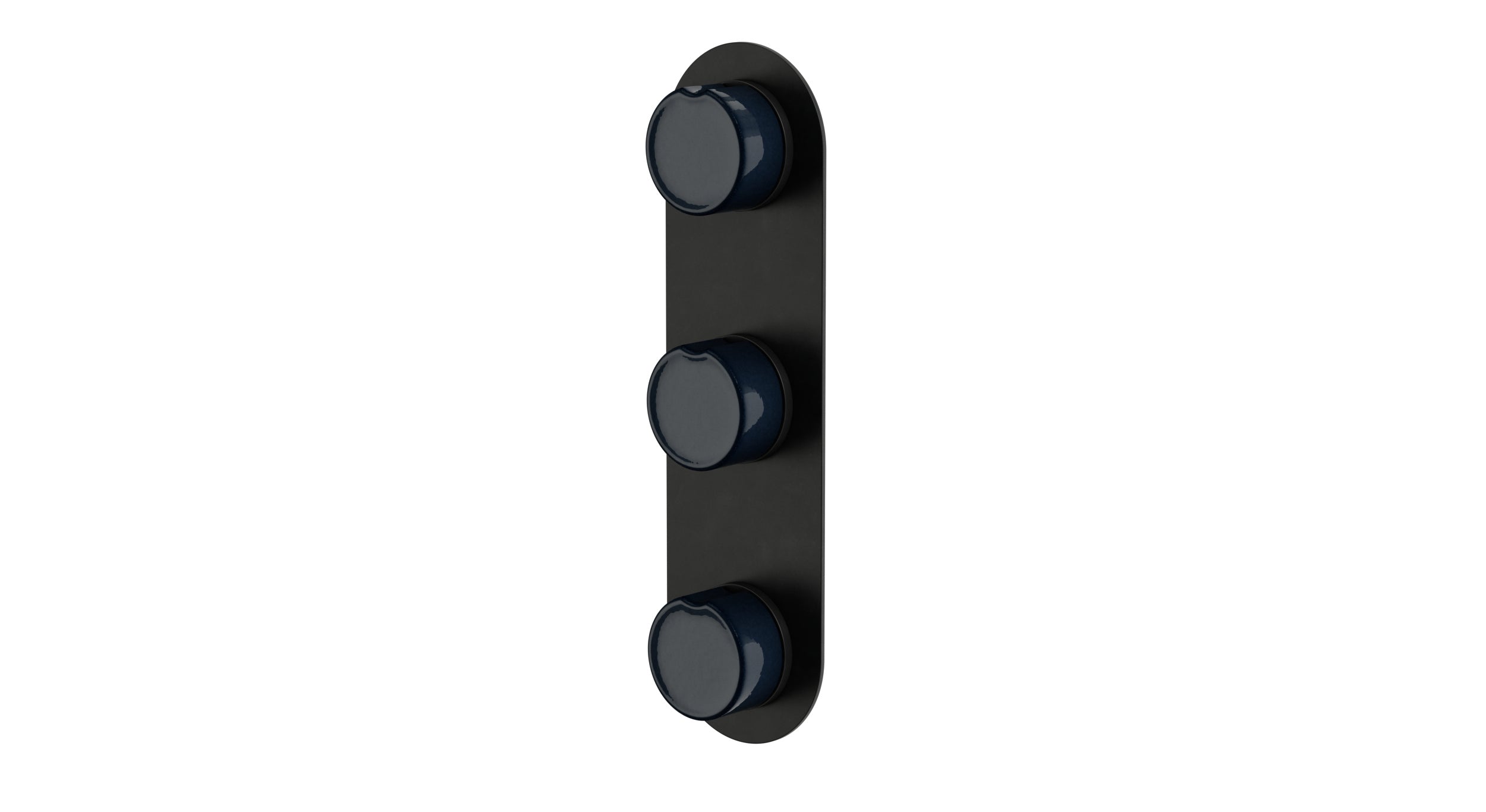 Foundry Three Handle Wall Mount Shower Trim with Groove Ceramic Knob Handles in Oil Rubbed Bronze