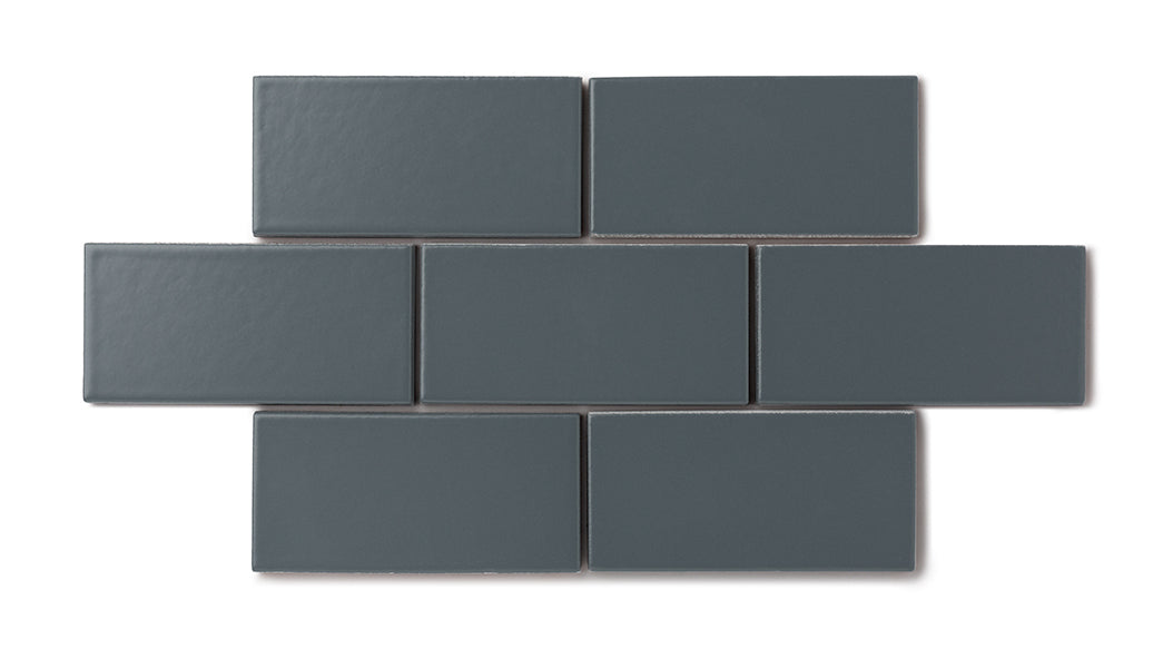 Elongated Hexagon Natural Press Ceramic Tile in Indigo Matte