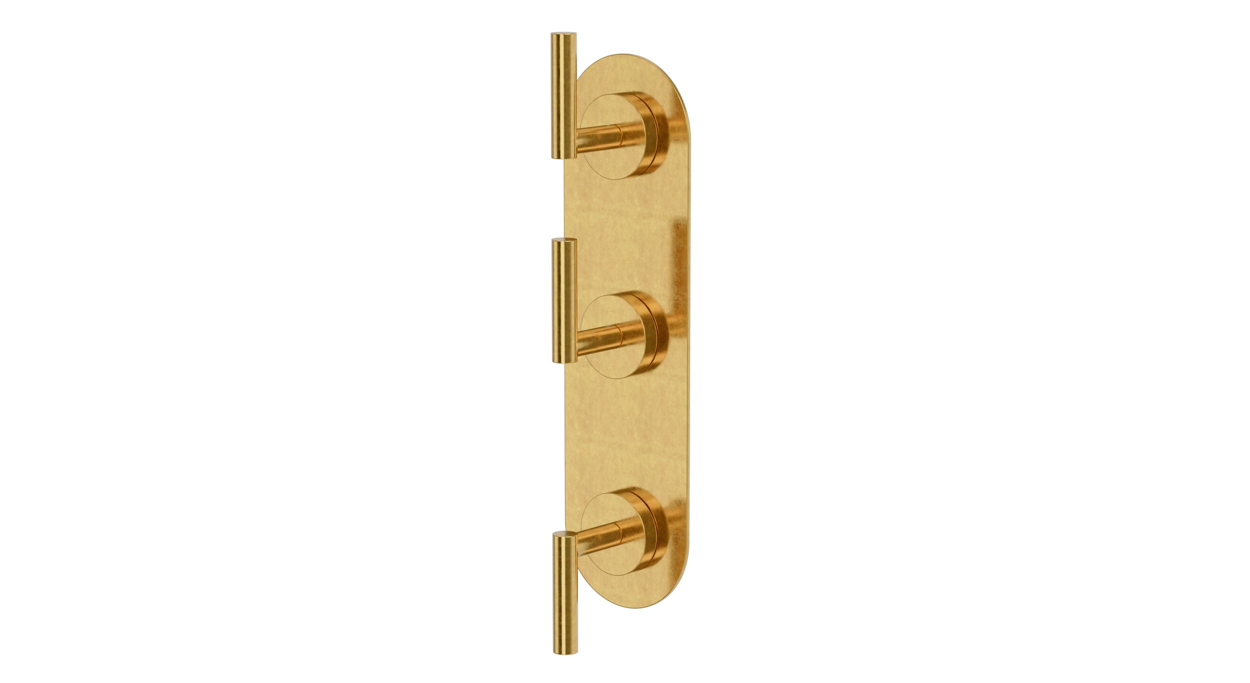 Contour Three Handle Wall Mount Shower Trim with Soft Lever Handles in French Brass