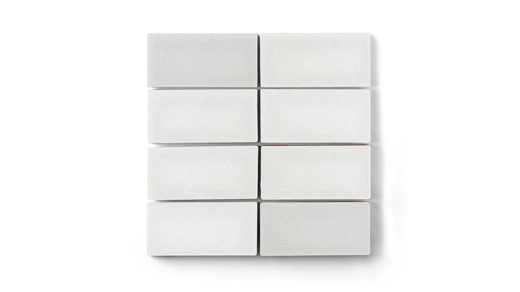 2x4 Straight Set Sheeted Original Ceramic Mosaic Tile in Frost Gloss