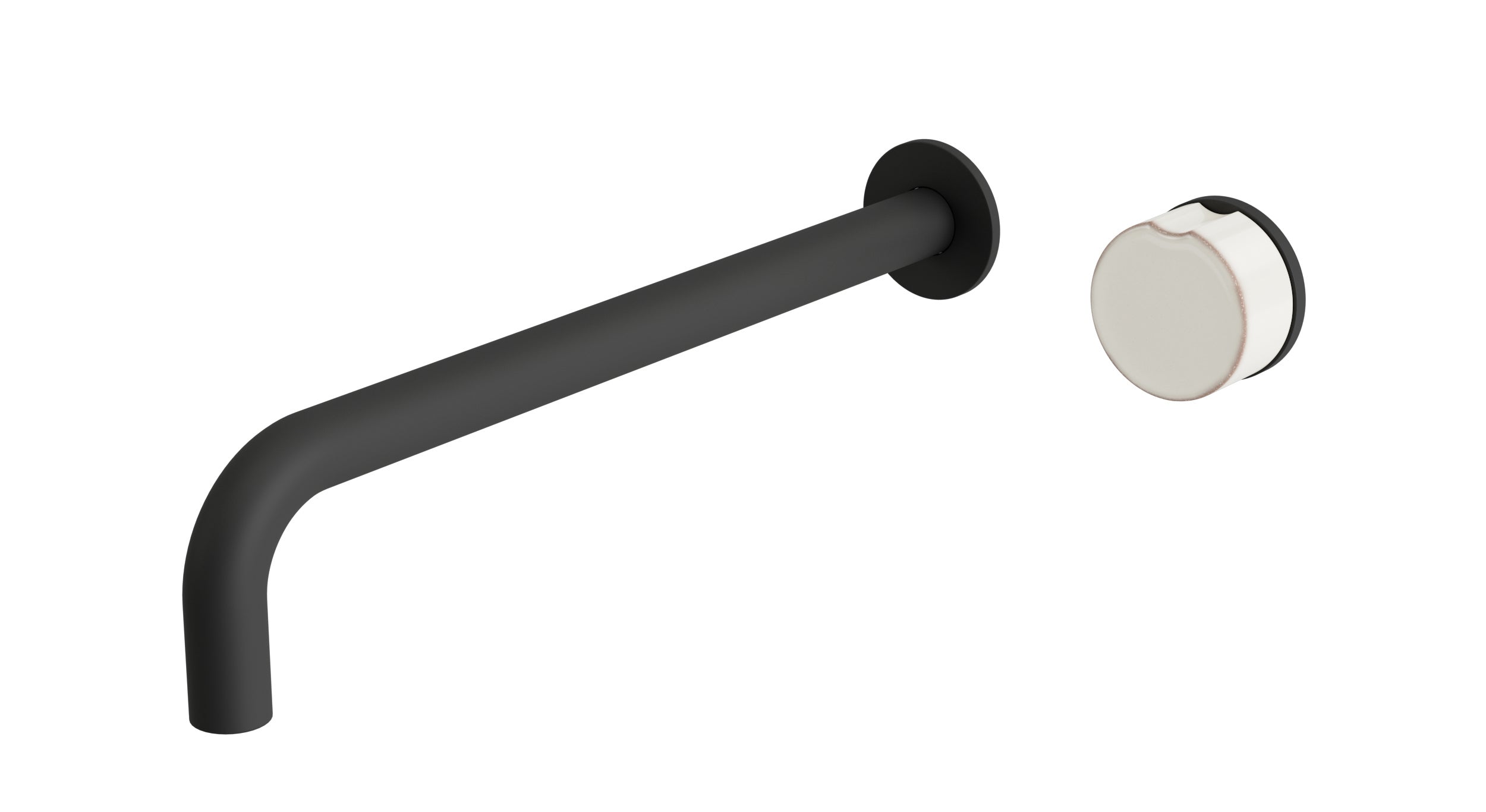 Foundry One Handle Wall Mount 12" Lavatory Faucet with Groove Ceramic Knob Handle in Matte Black