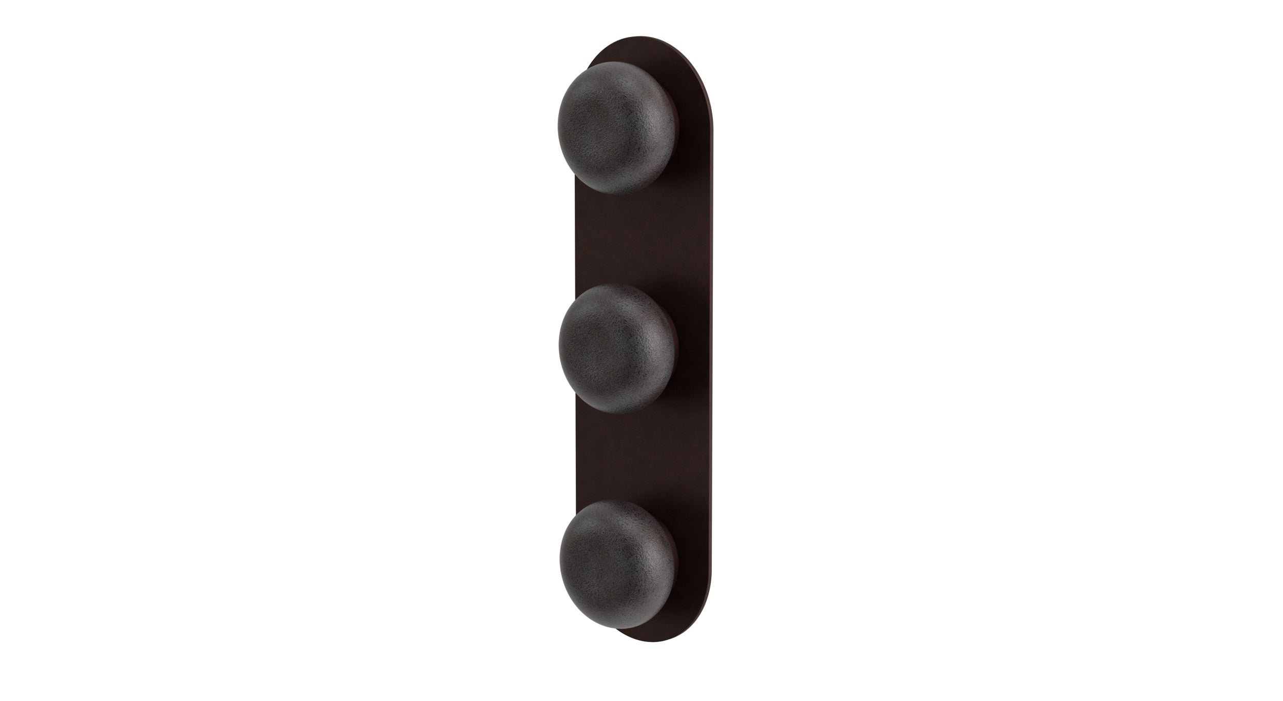 Foundry Three Handle Wall Mount Shower Trim with Pebble Ceramic Knob Handles in Architectural Copper