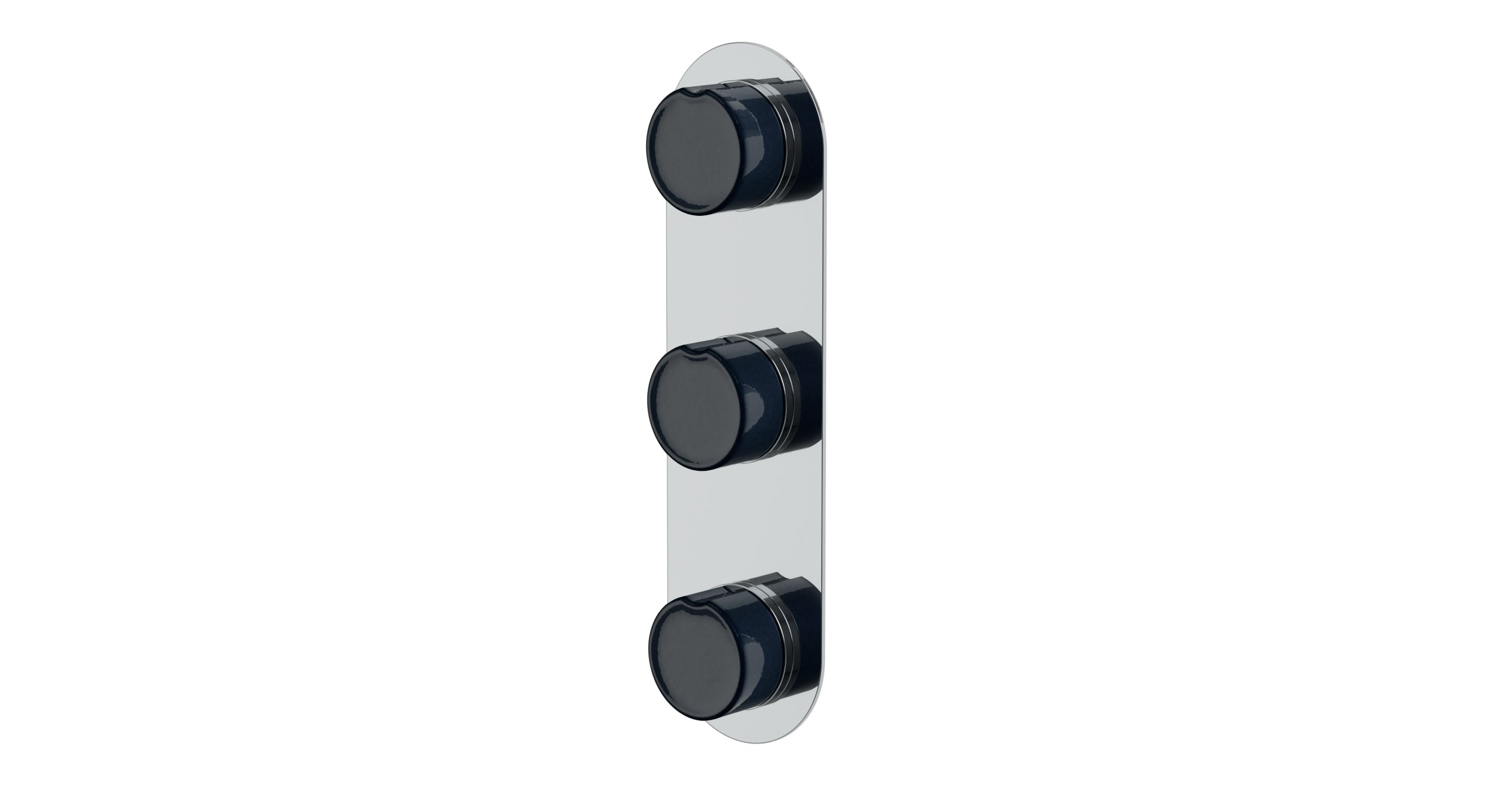 Foundry Three Handle Wall Mount Shower Trim with Groove Ceramic Knob Handles in Polished Chrome