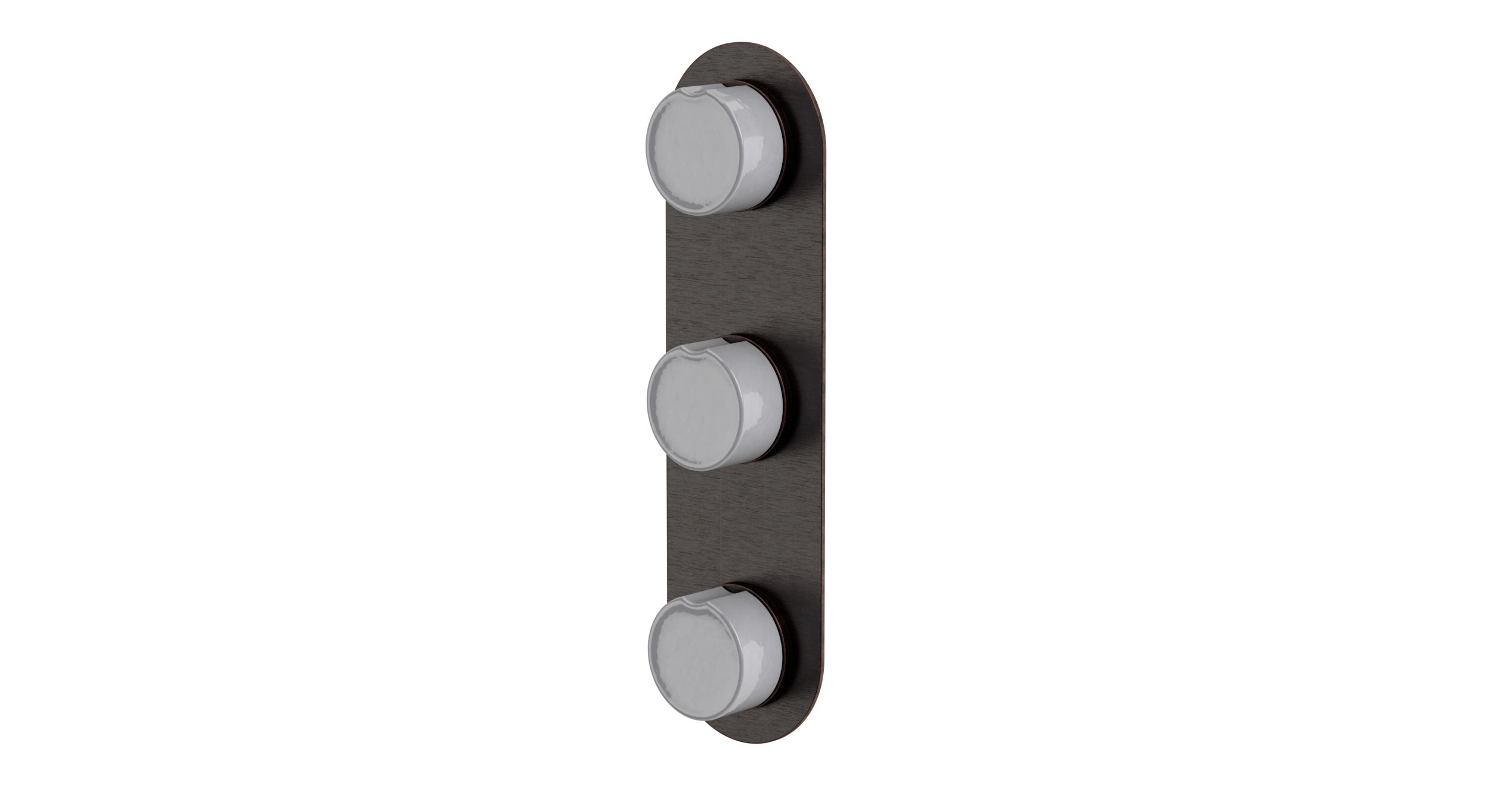 Foundry Three Handle Wall Mount Shower Trim with Groove Ceramic Knob Handles in Antique Bronze