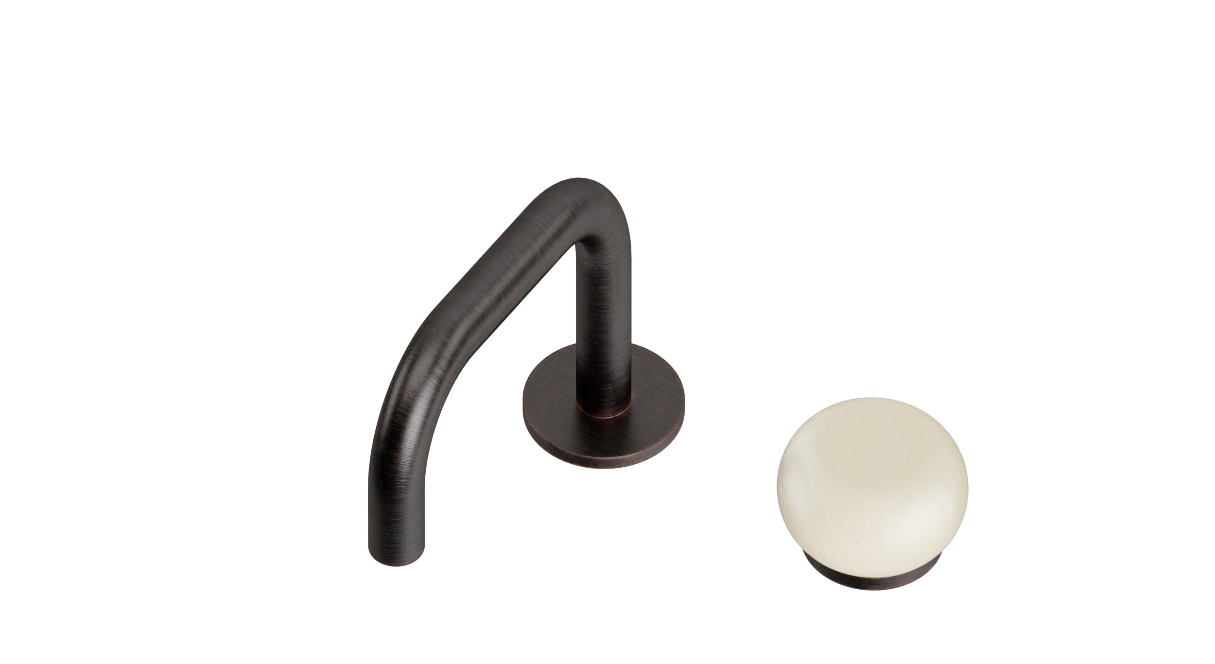 Foundry One Handle Deck Mount Squaretop Lavatory Faucet with Pebble Ceramic Knob Handle in Antique Bronze