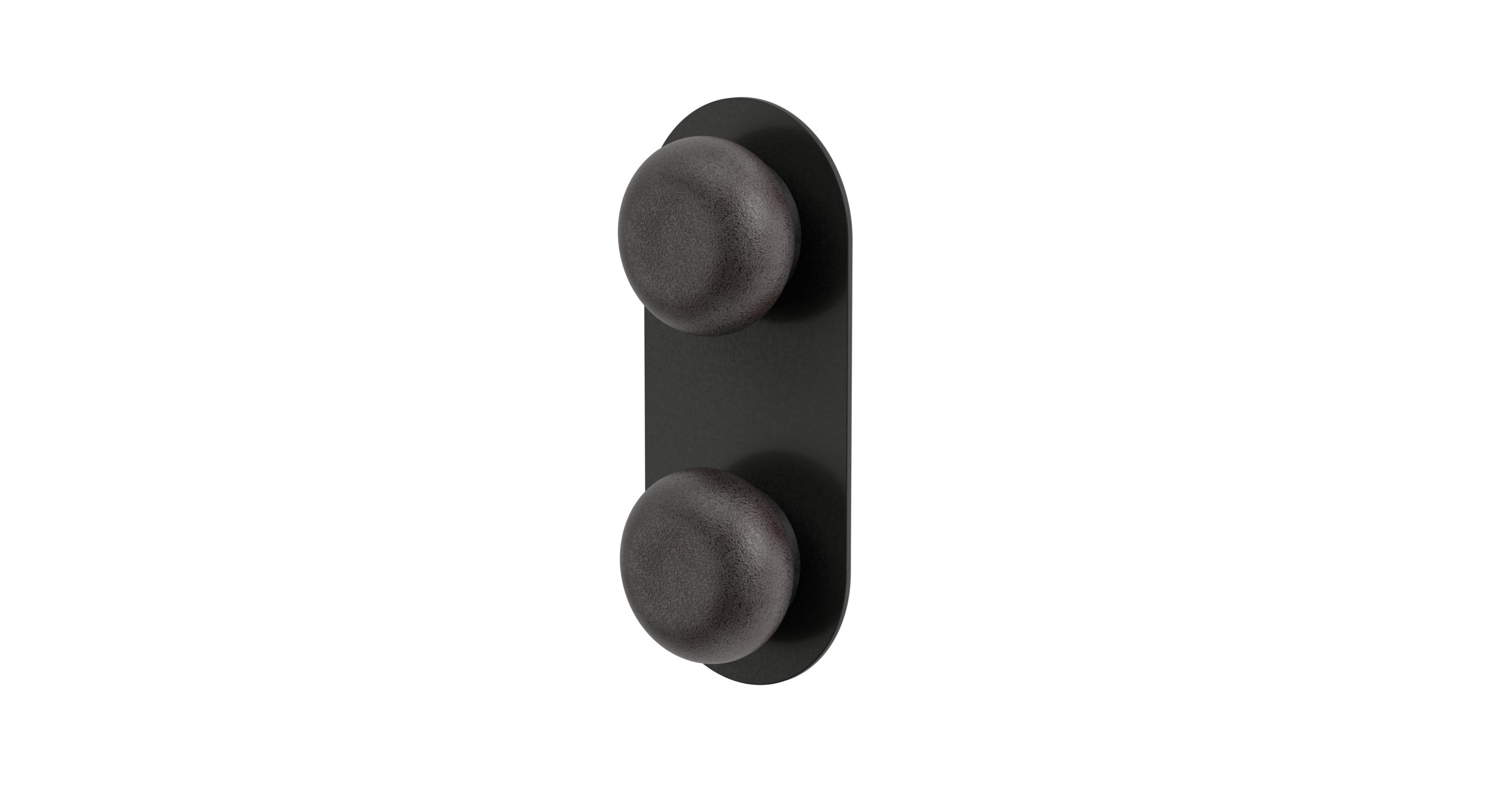 Foundry Two Handle Wall Mount Shower Trim with Pebble Ceramic Knob Handles in Blackened Nickel