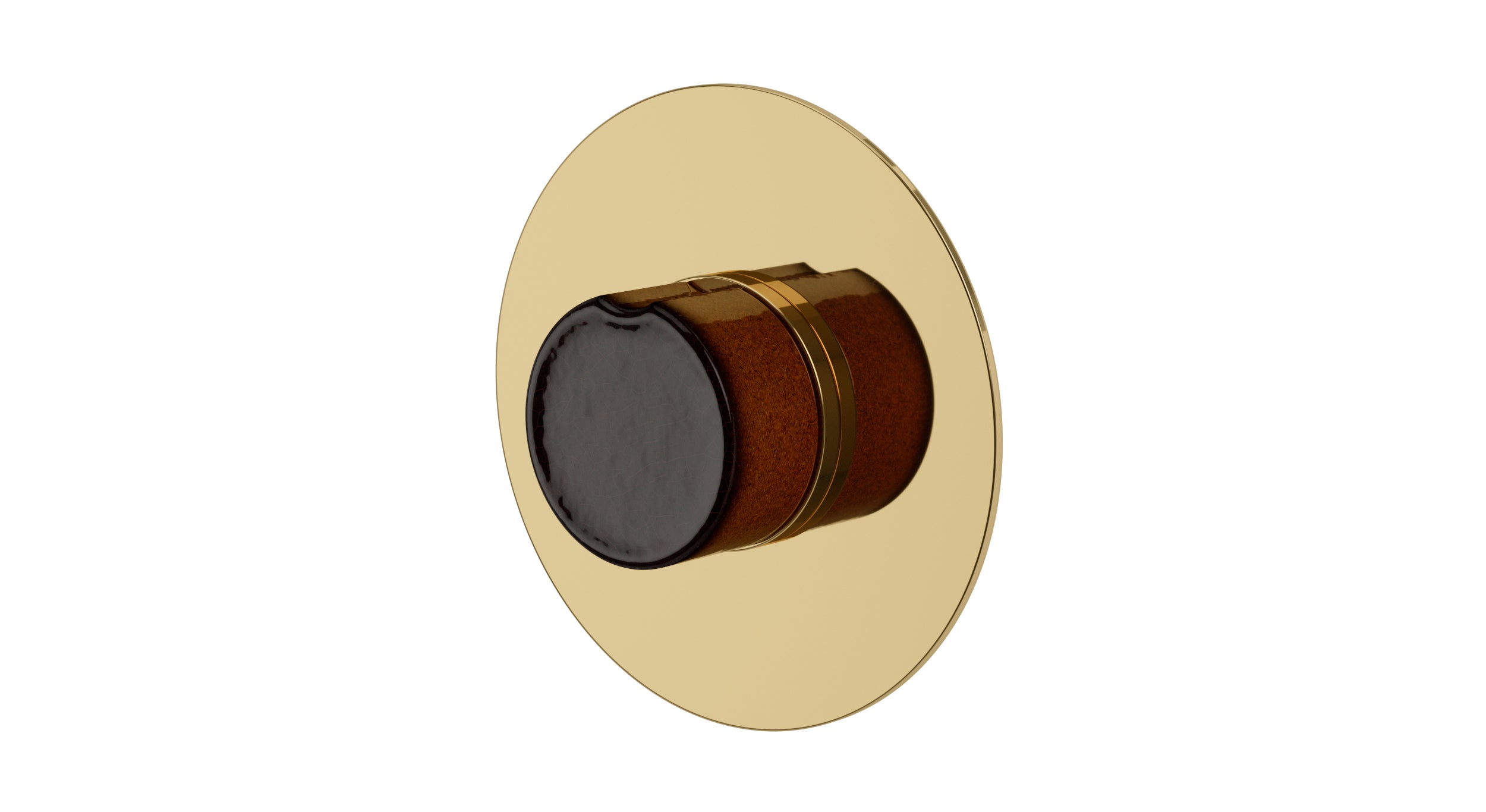 Foundry One Handle Wall Mount Shower Trim with Groove Ceramic Knob Handle in Polished Brass