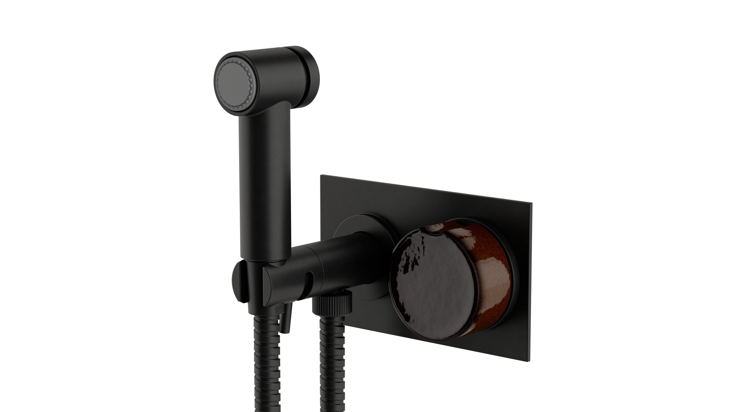 Foundry One Handle Wall Mount Bidet Trim with Groove Ceramic Knob Handle in Oil Rubbed Bronze