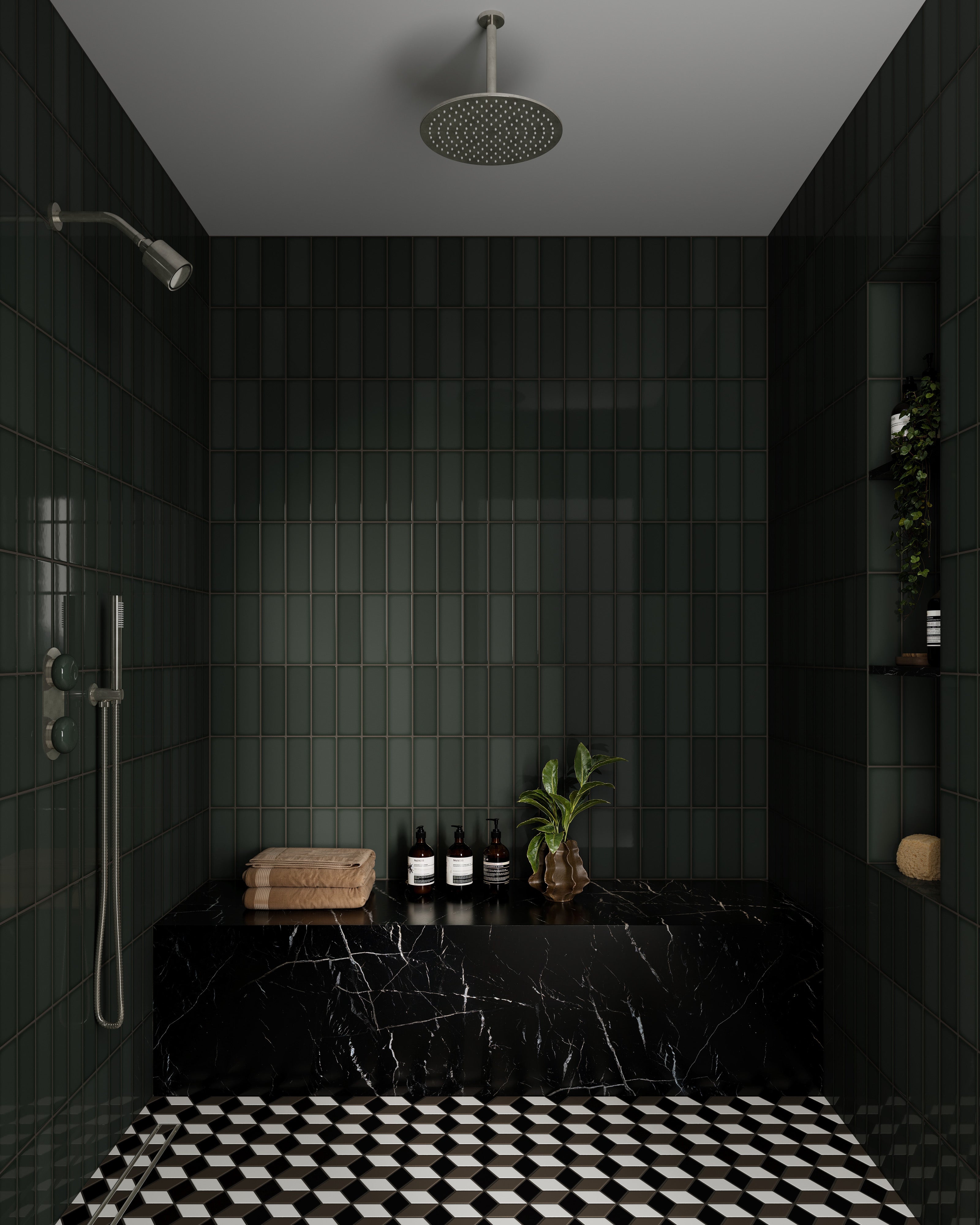 Shower 12" Flat Shower Head in French Nickel